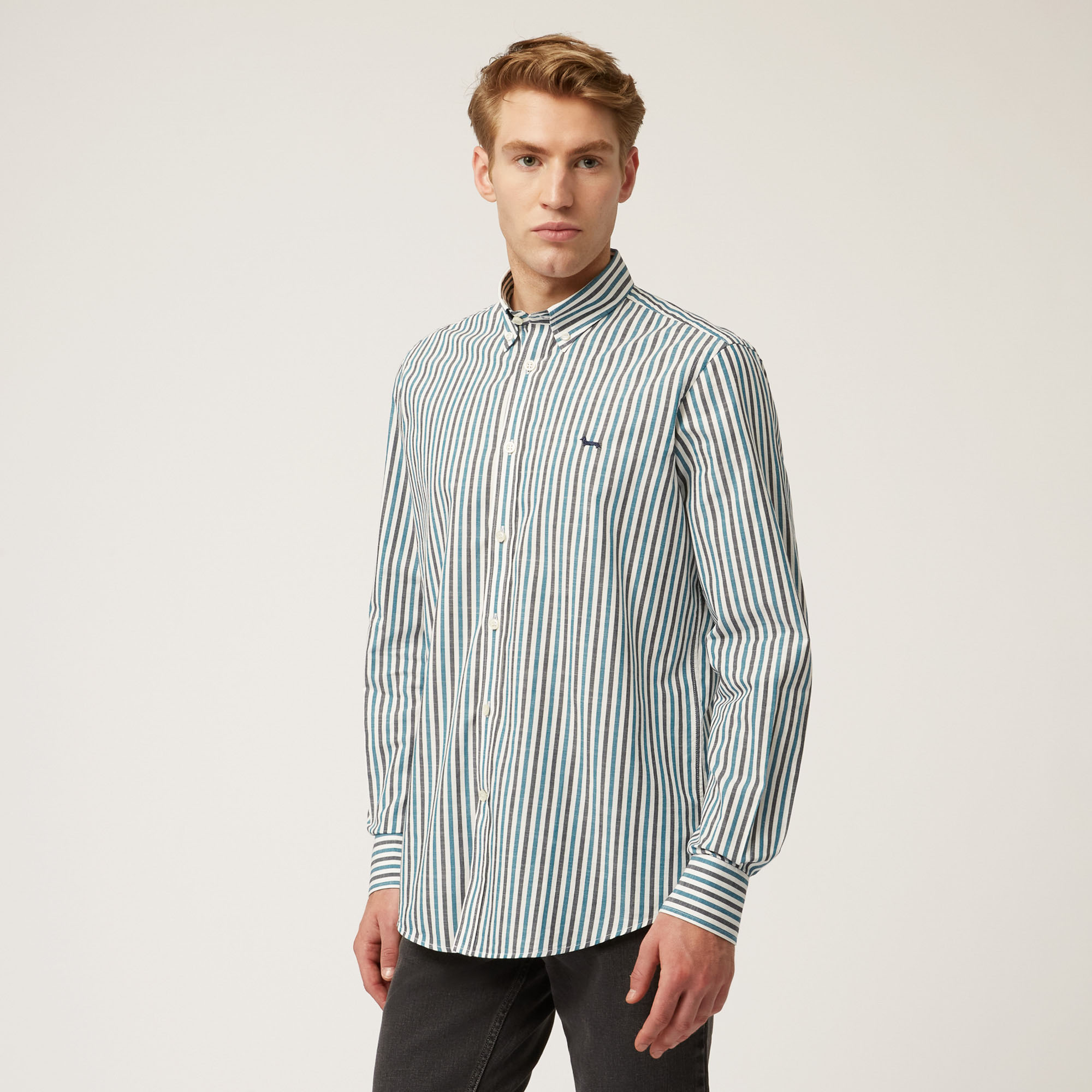 Elevate Dutility Striped Cotton Shirt, Blue, large