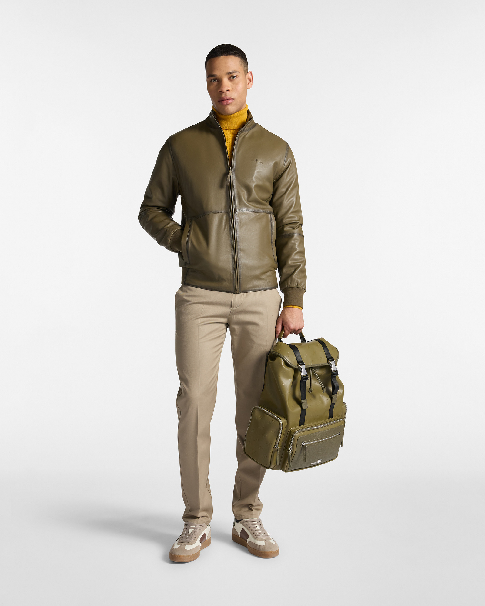 Bomber en Vera Pelle, Verde, large image number 3