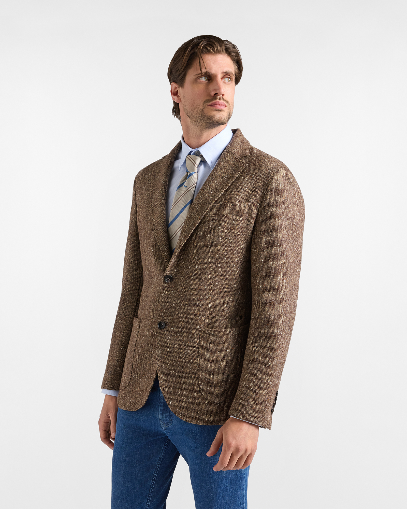 Men&rsquo;s dark brown m&eacute;lange-effect wool-blend jacket from the &lsquo;Quality in Colours&rsquo; capsule collection