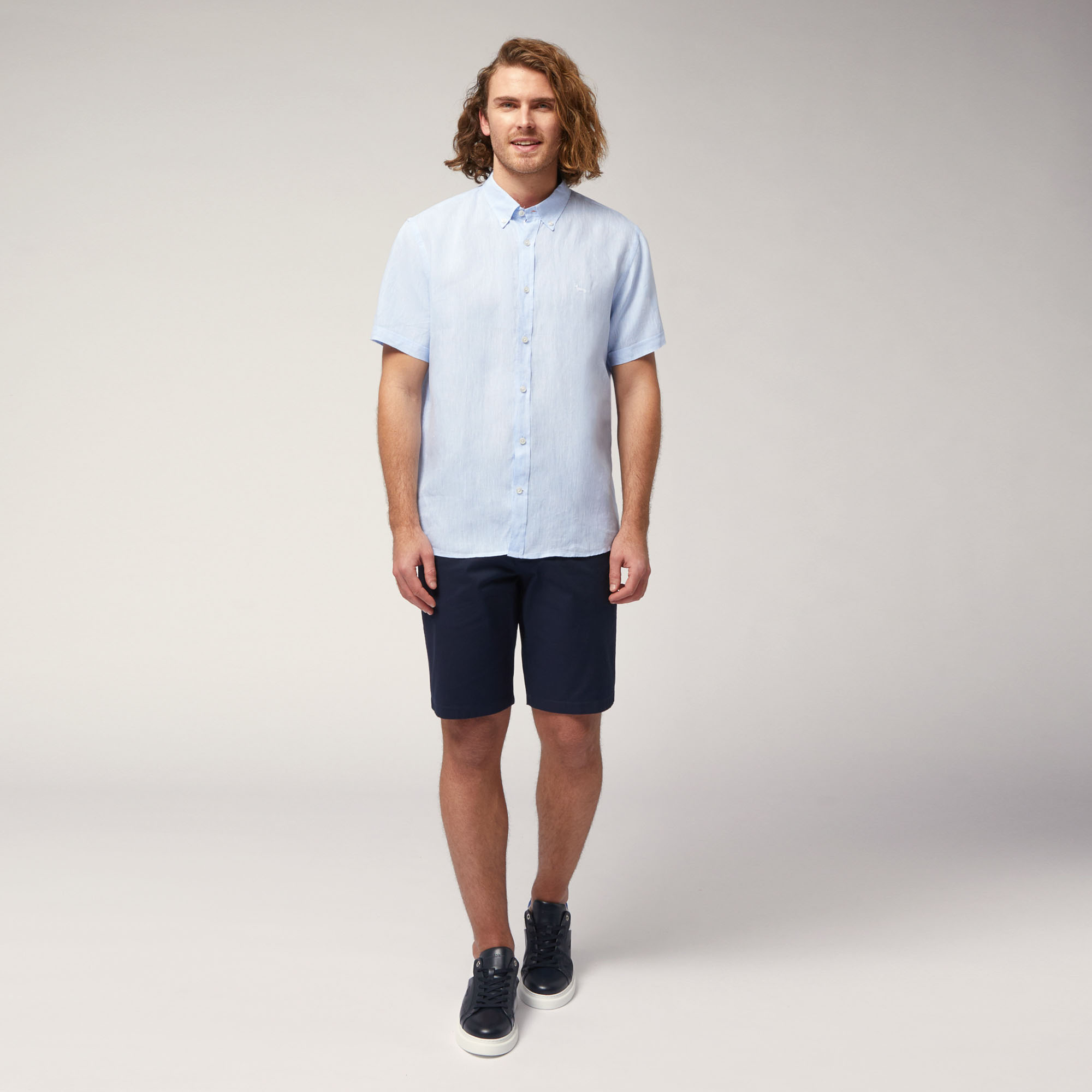 Linen Short-Sleeved Shirt, Sky Blue, large image number 3