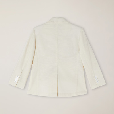 Linen-blend jacket with Dachshund pin, Milk White, large image number 1