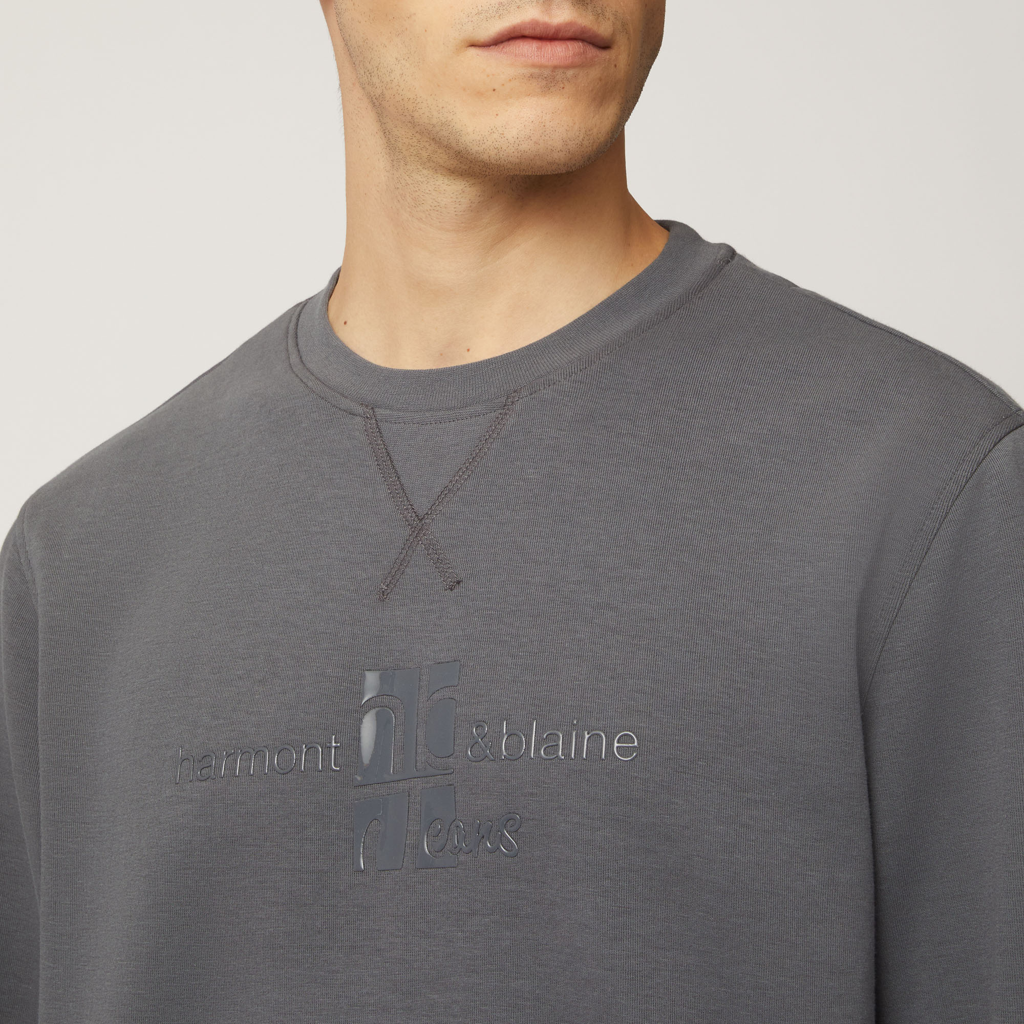 Felpa Girocollo Con Stampa Lettering, Grigio, large image number 2