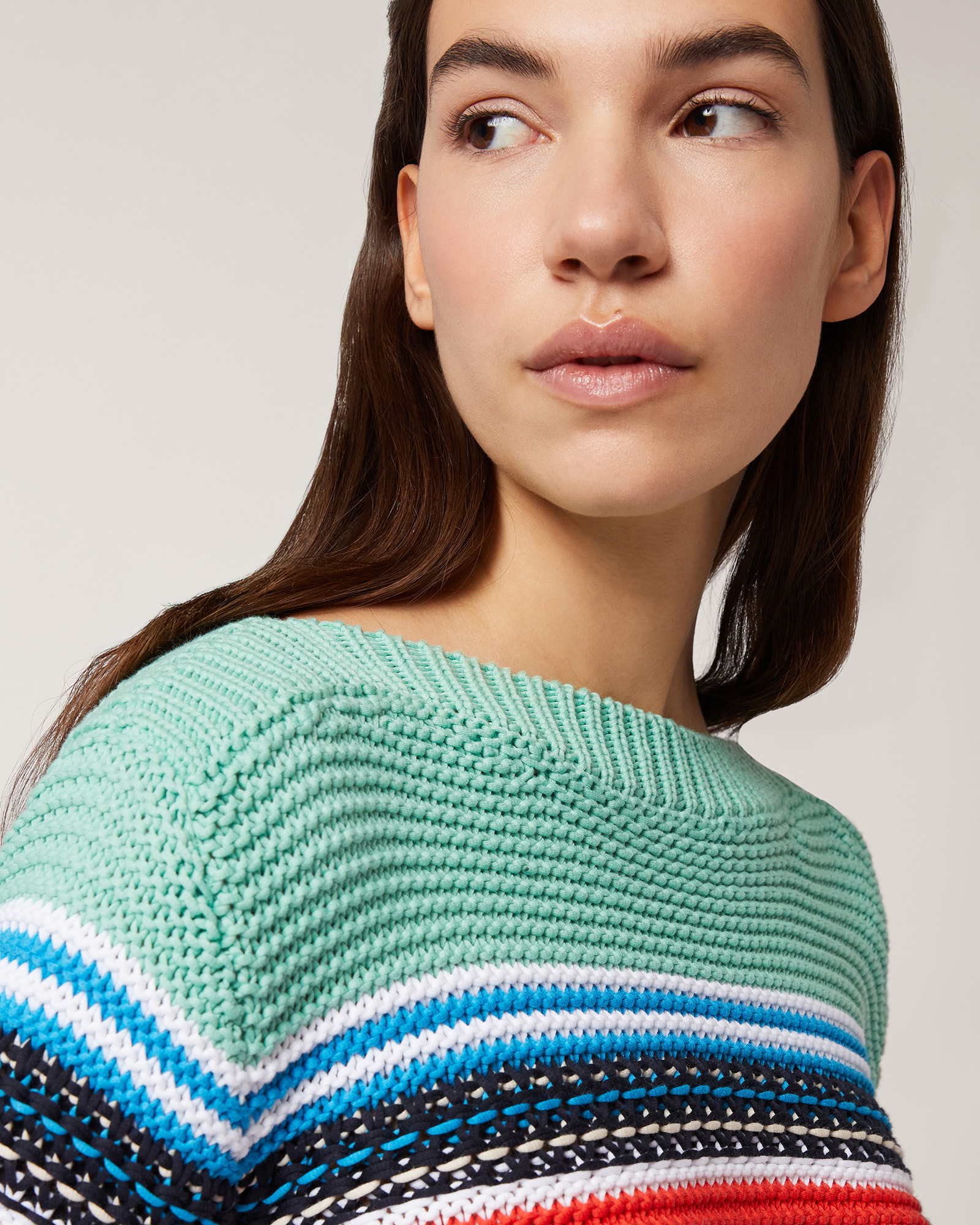 Multicolor Cordonetto Sweater, Turquoise, large image number 2