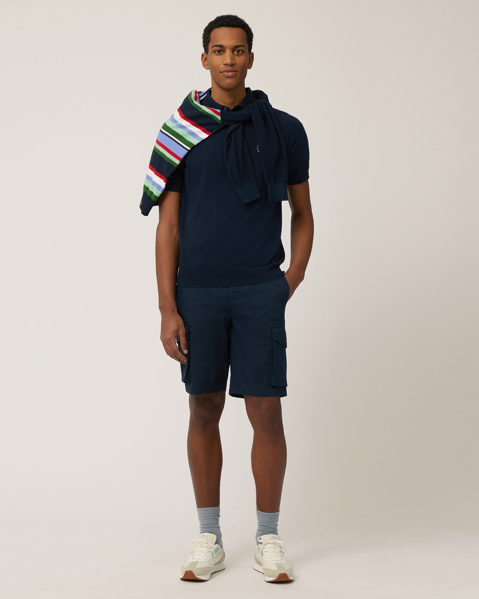 Bermuda Cargo Cotone Stretch, Blu Scuro, large image number 3