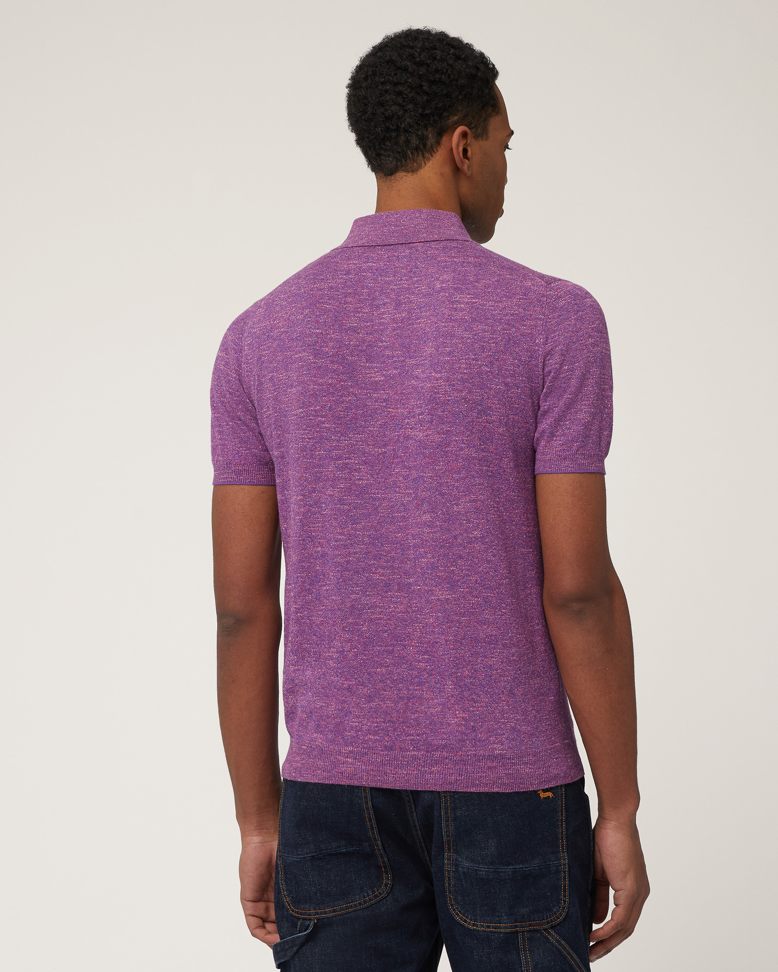 Slub Tweed Polo Shirt, Violet, large image number 1