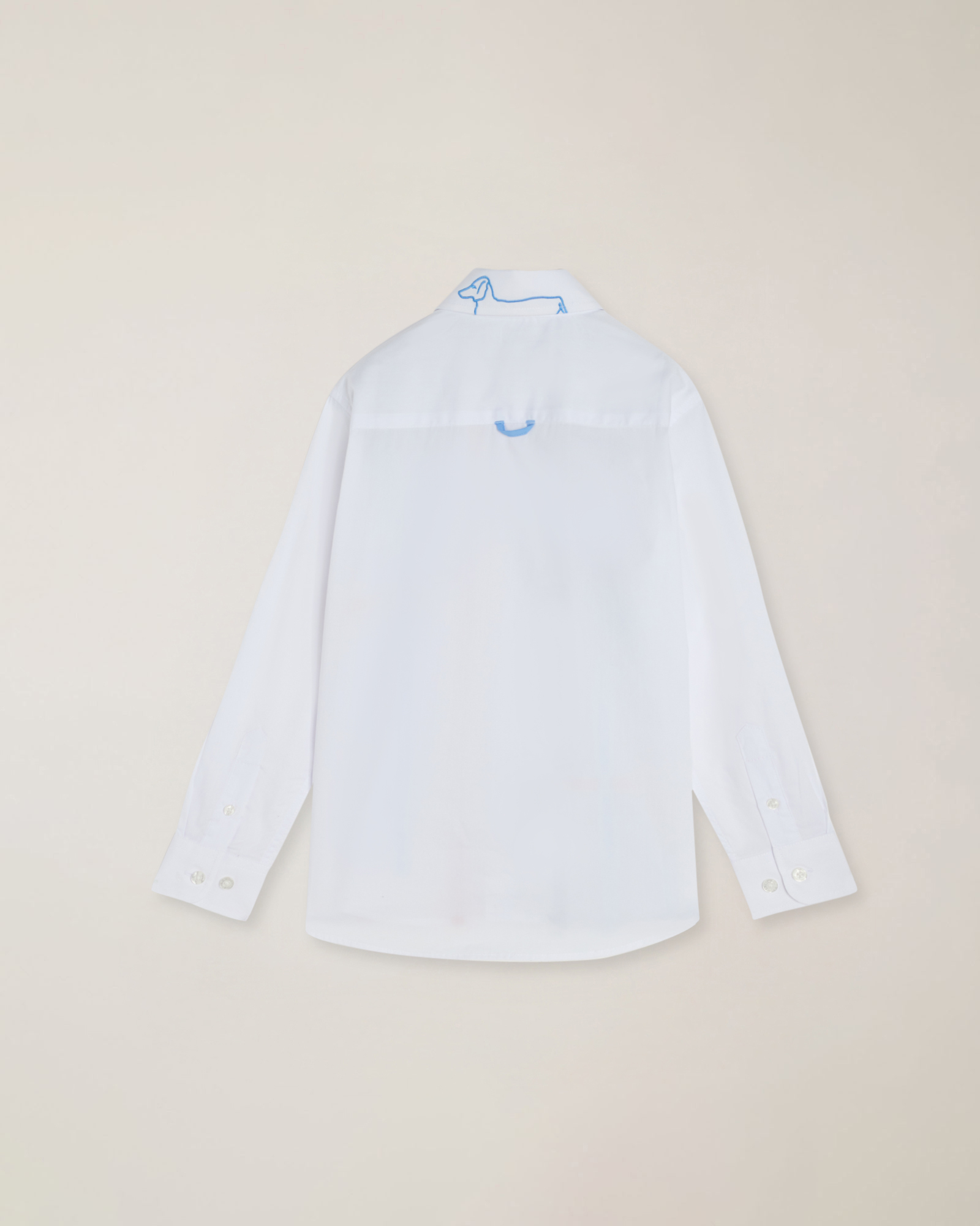 Camicia con applicazione in gros-grain multicolor e ricamo logo