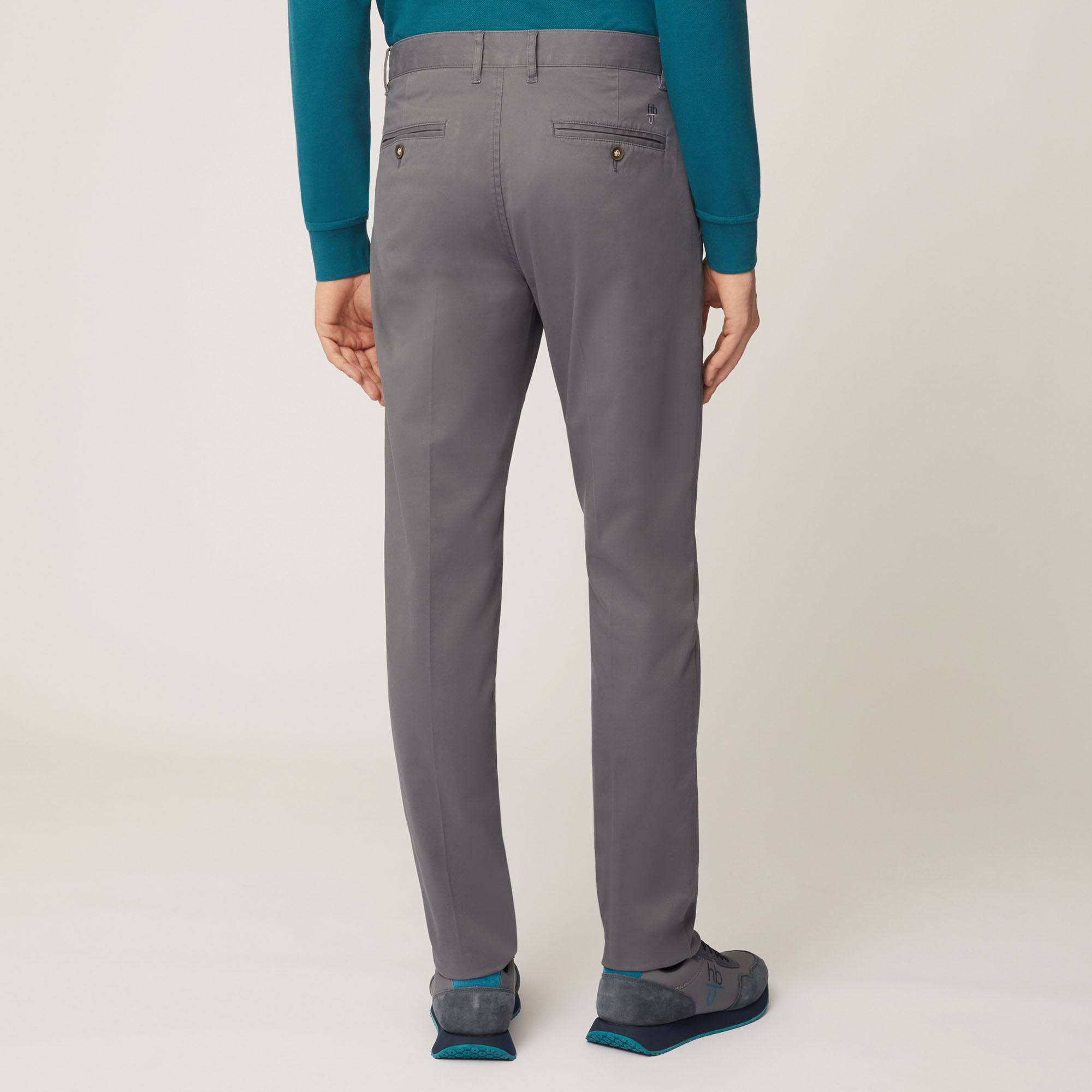 Pantalone Chino Narrow In Twill Leggero Di Cotone , Grigio, large image number 1