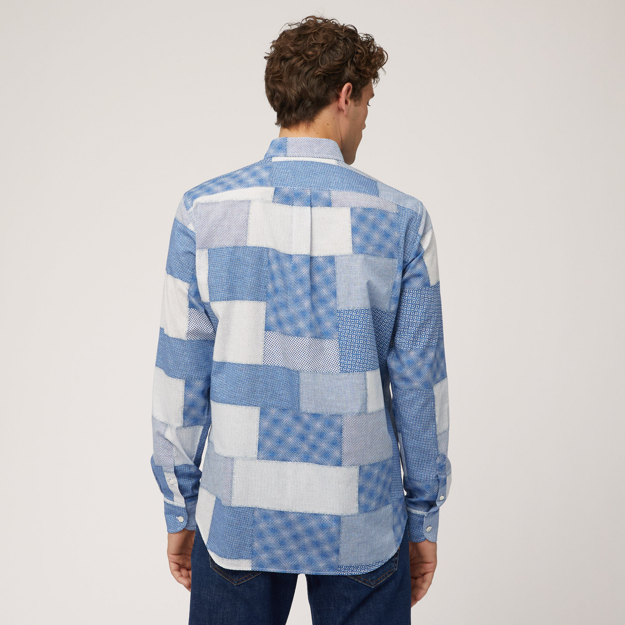 Cotton Poplin Shirt with Patchwork Print