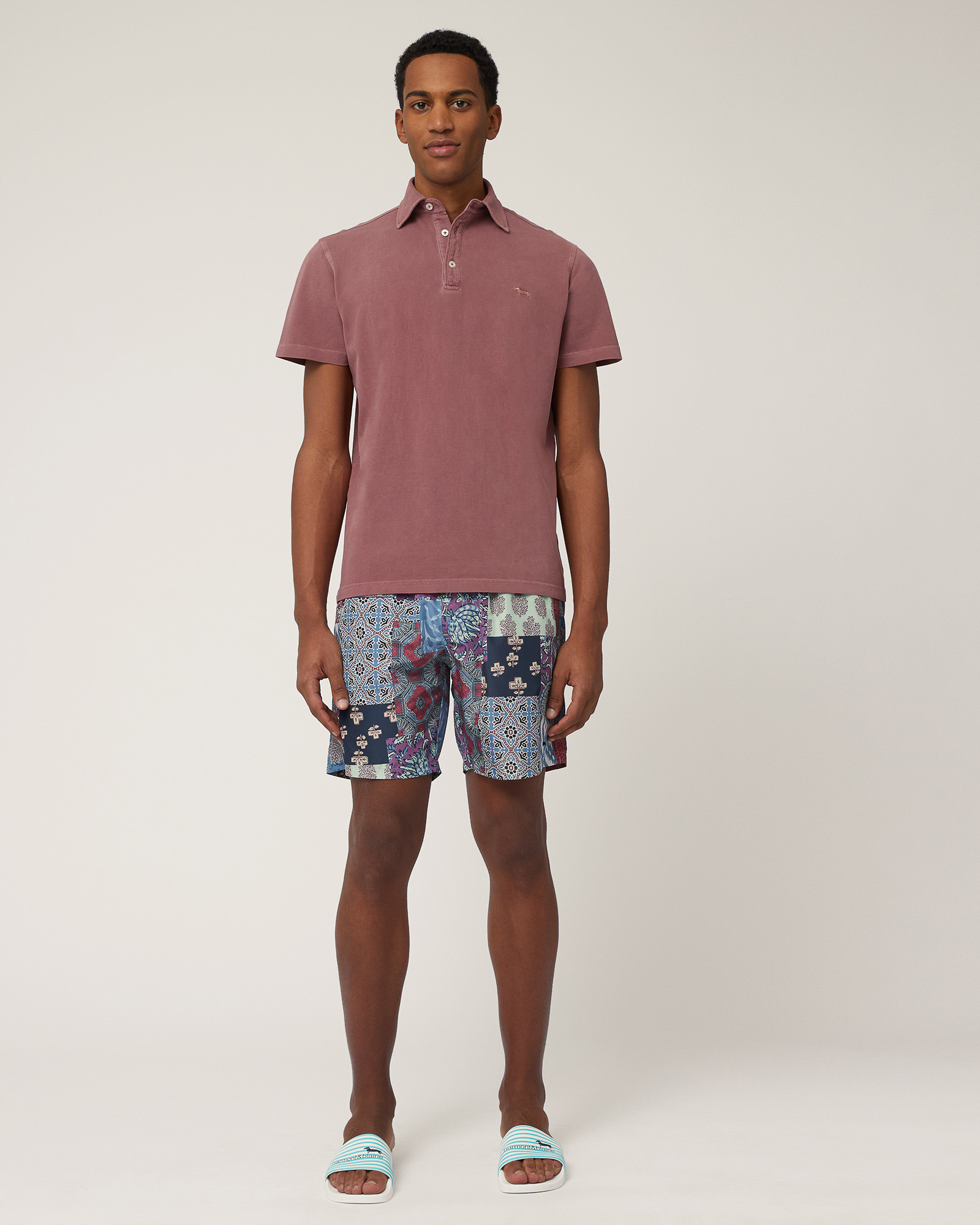 Batik Print Swim Trunks, Azzurro, large image number 3