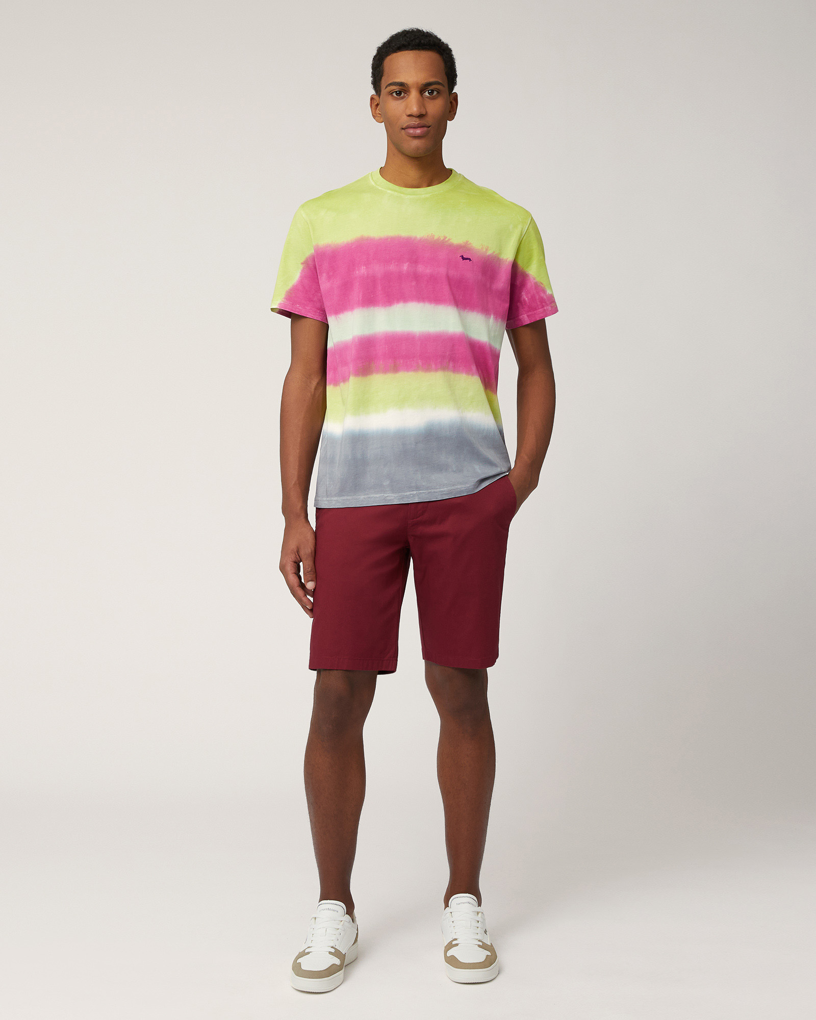Stretch Cotton Bermuda Shorts, Burgundy, large image number 3