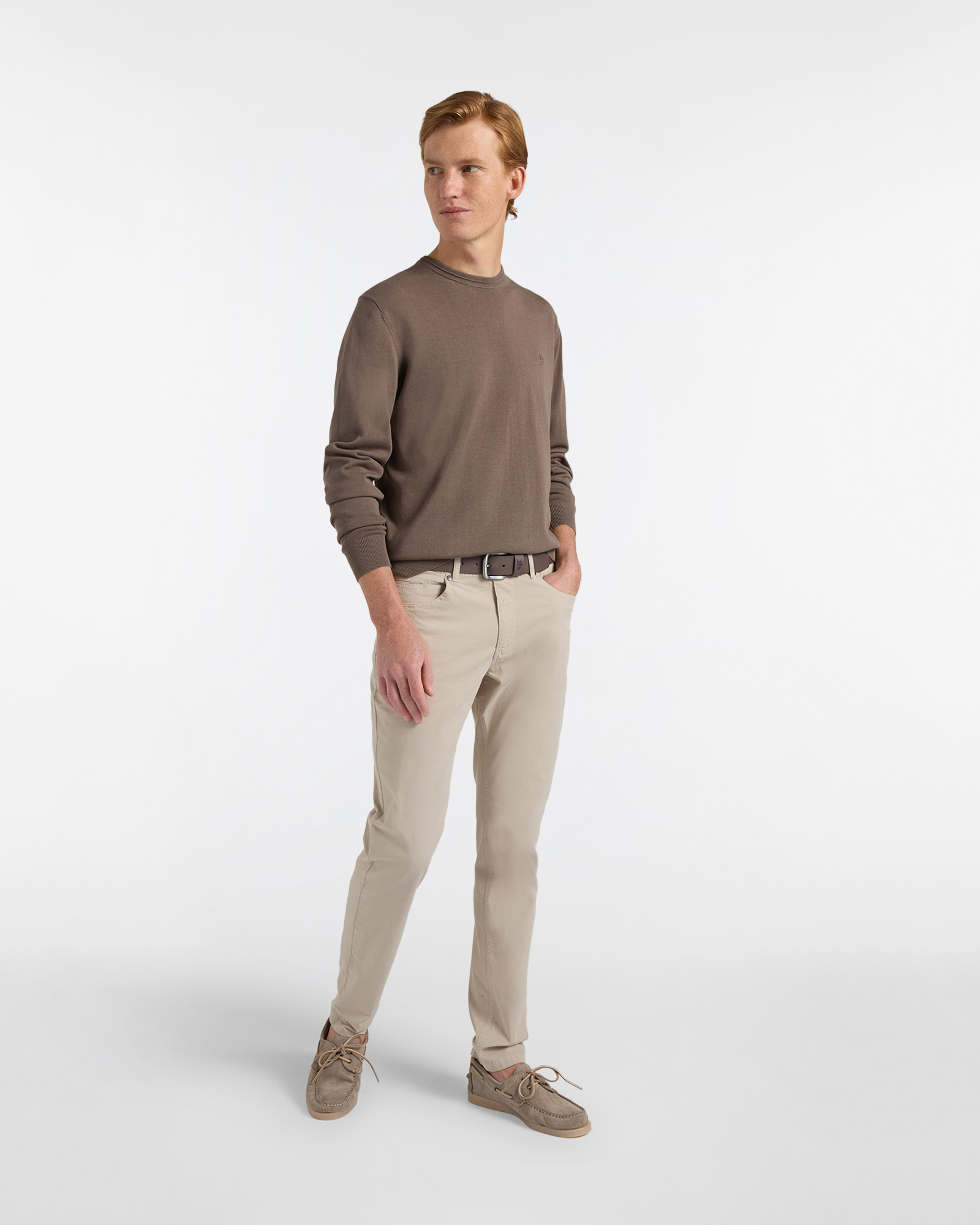 Pantalone Uomo Cinque Tasche in Light Twill Narrow Fit, Beige, large image number 3