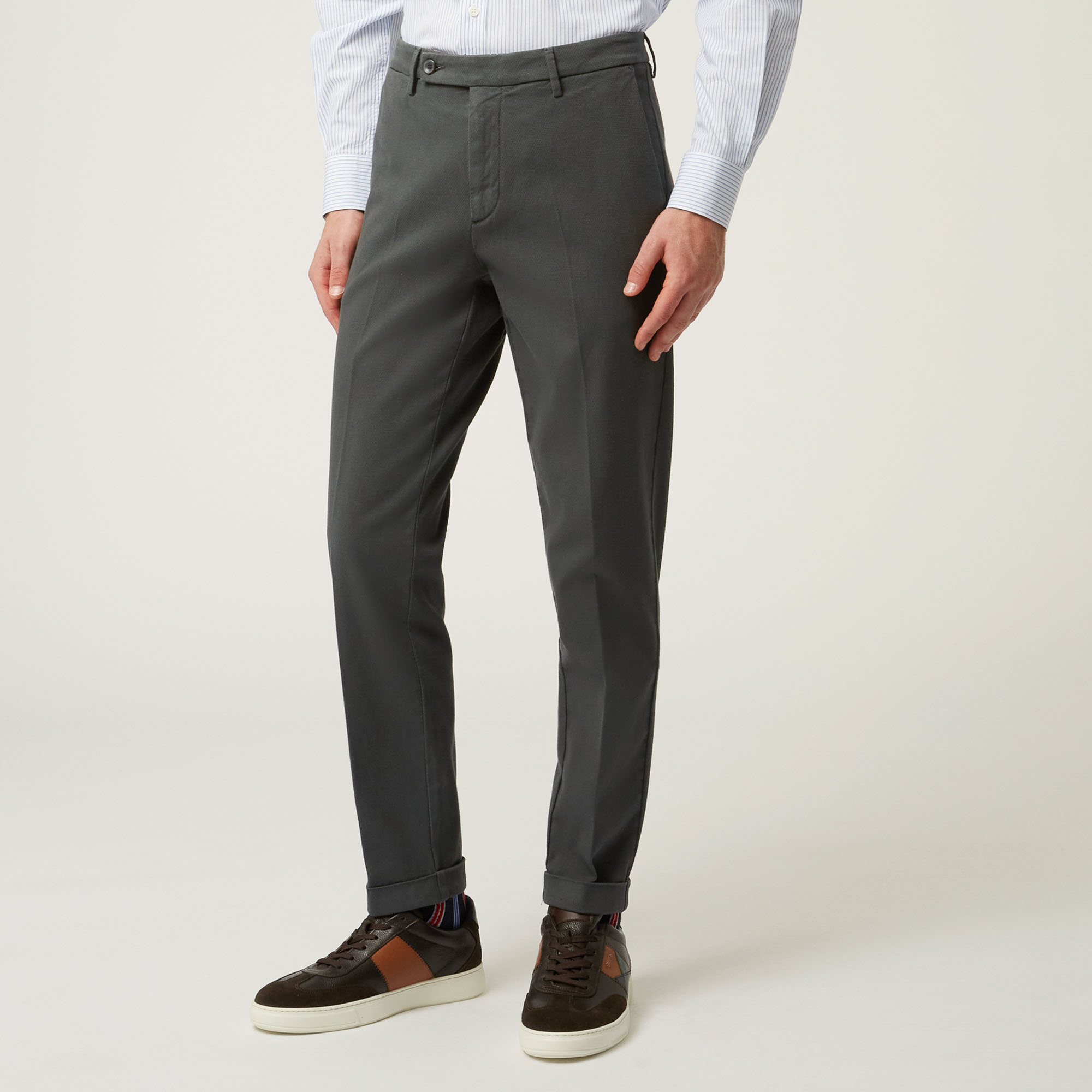 Pantalone In Cotone Stretch, Grigio, large image number 0