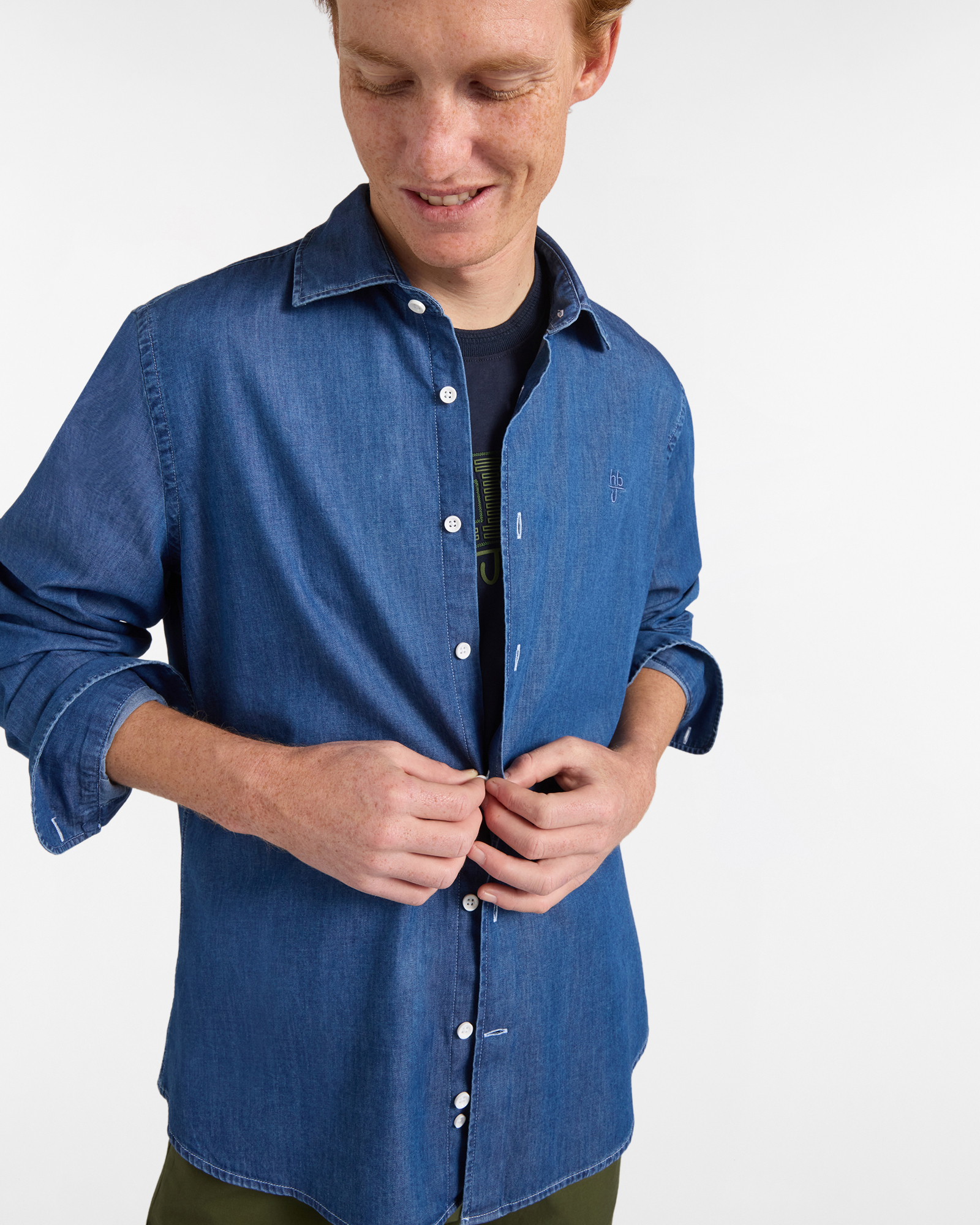 Camicia Uomo in Denim con Pinces sul Retro, Blu denim, large image number 2
