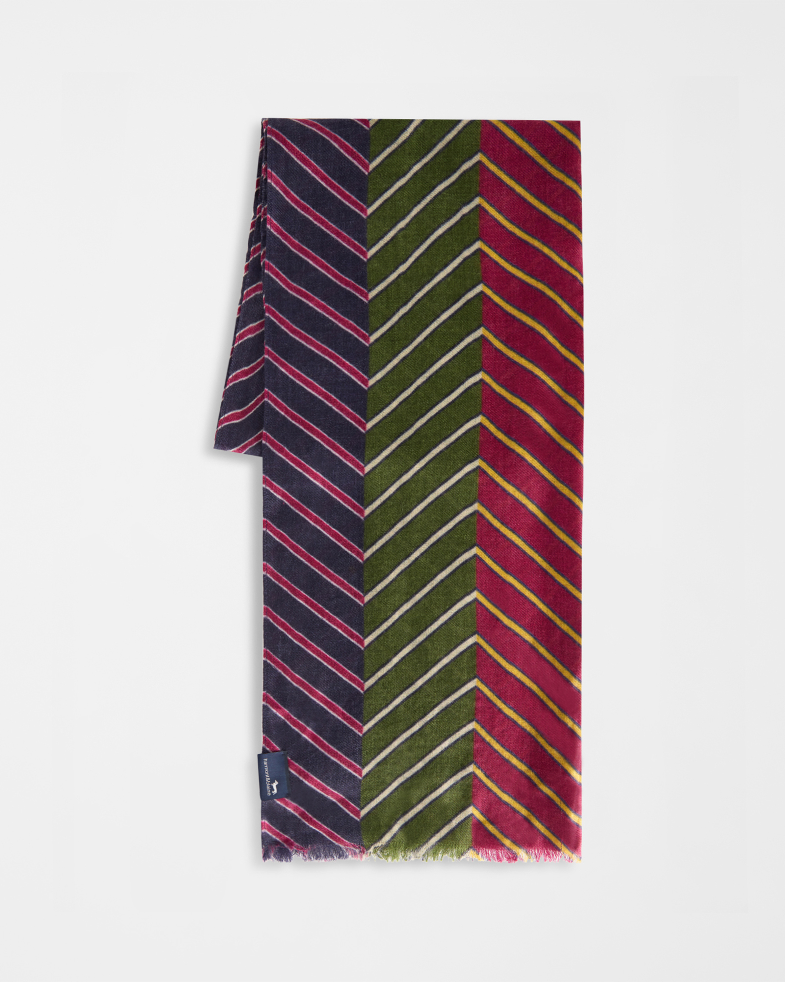 Men's Regimental scarf in wool with multicolor chevron pattern