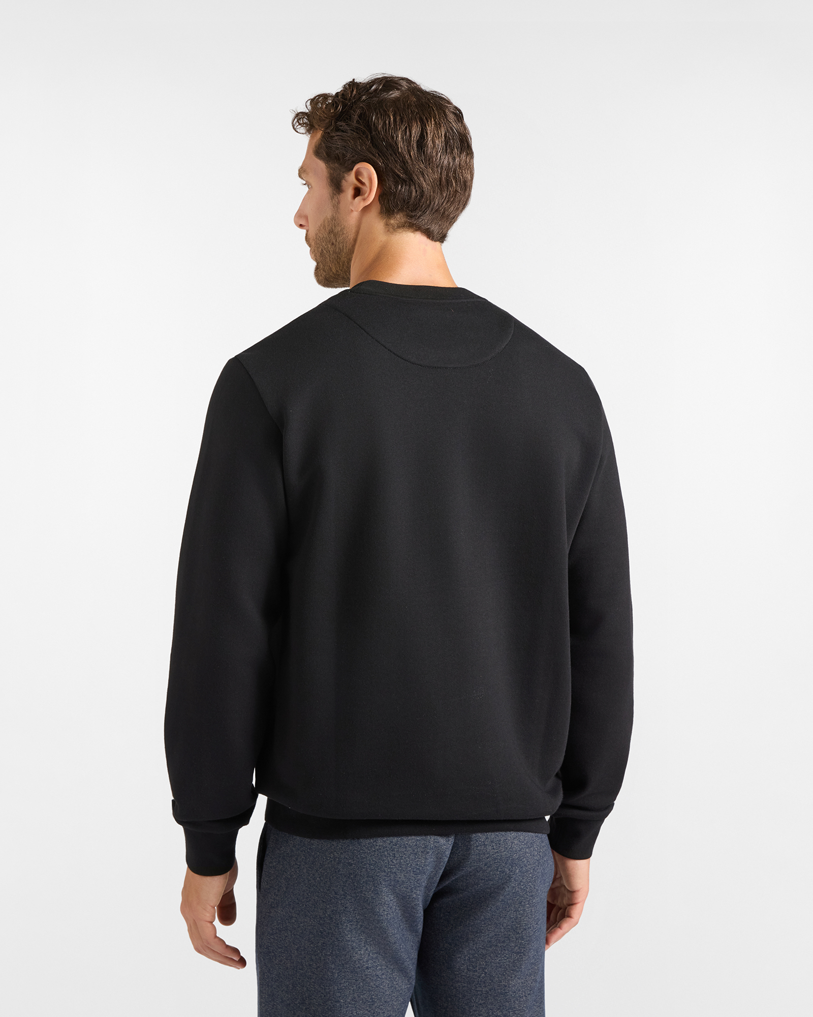 Felpa HBJ Uomo con patch logo in misto cotone, NERO, large