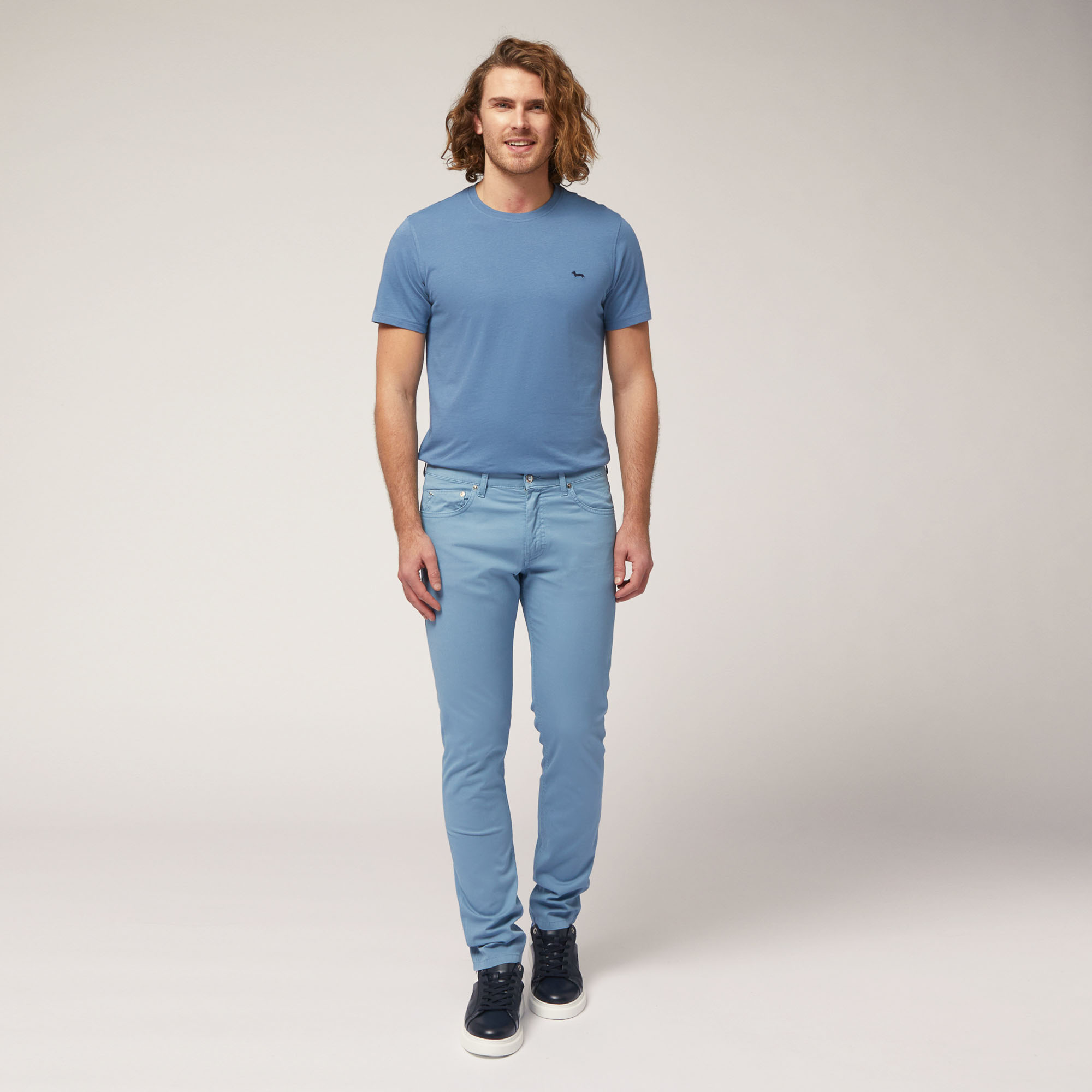Narrow Five-Pocket Pants, Blue, large image number 3