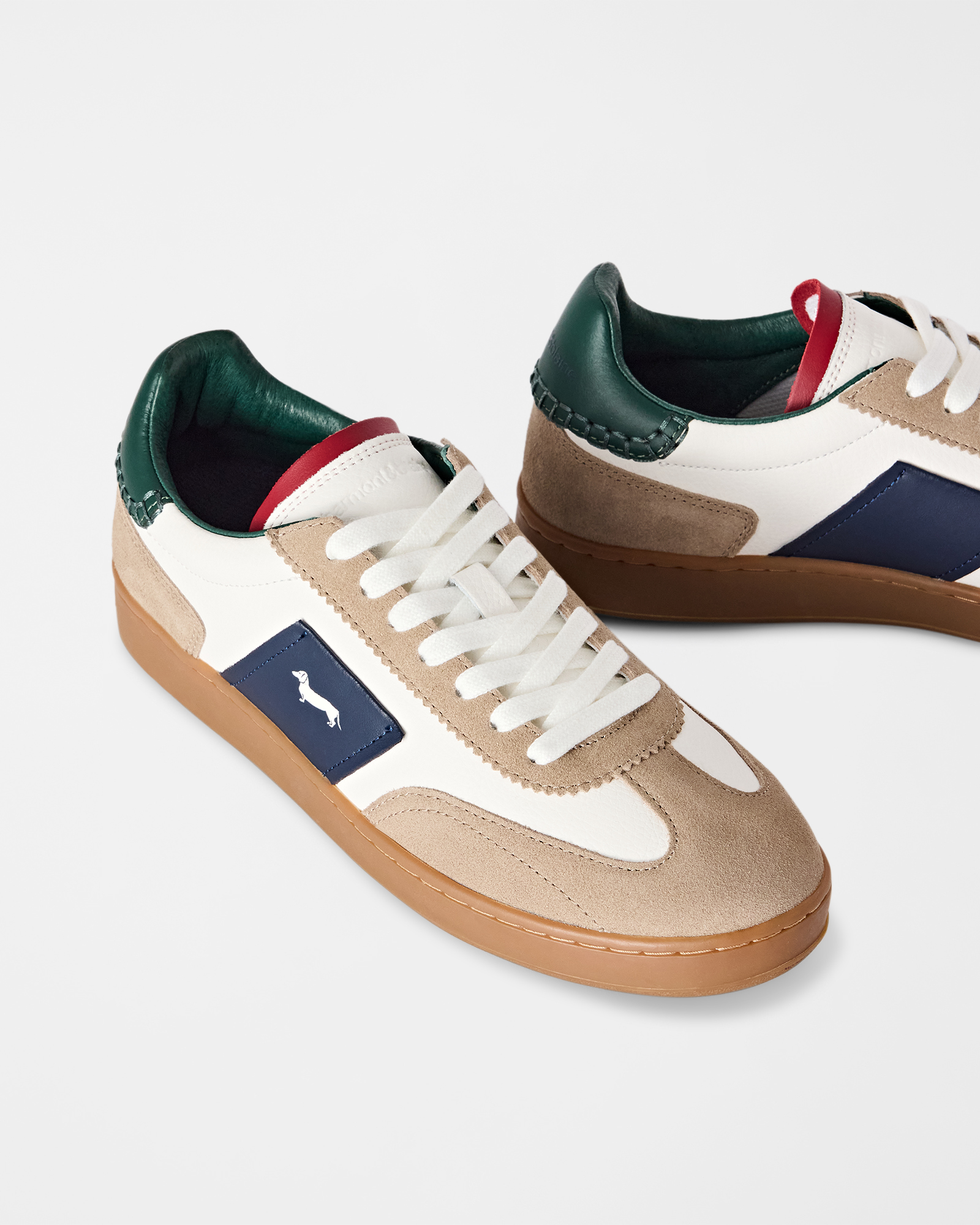 Men's Metropolis sneakers in leather and suede with colored sole, TAUPE - OFF-WHITE, large image number 3