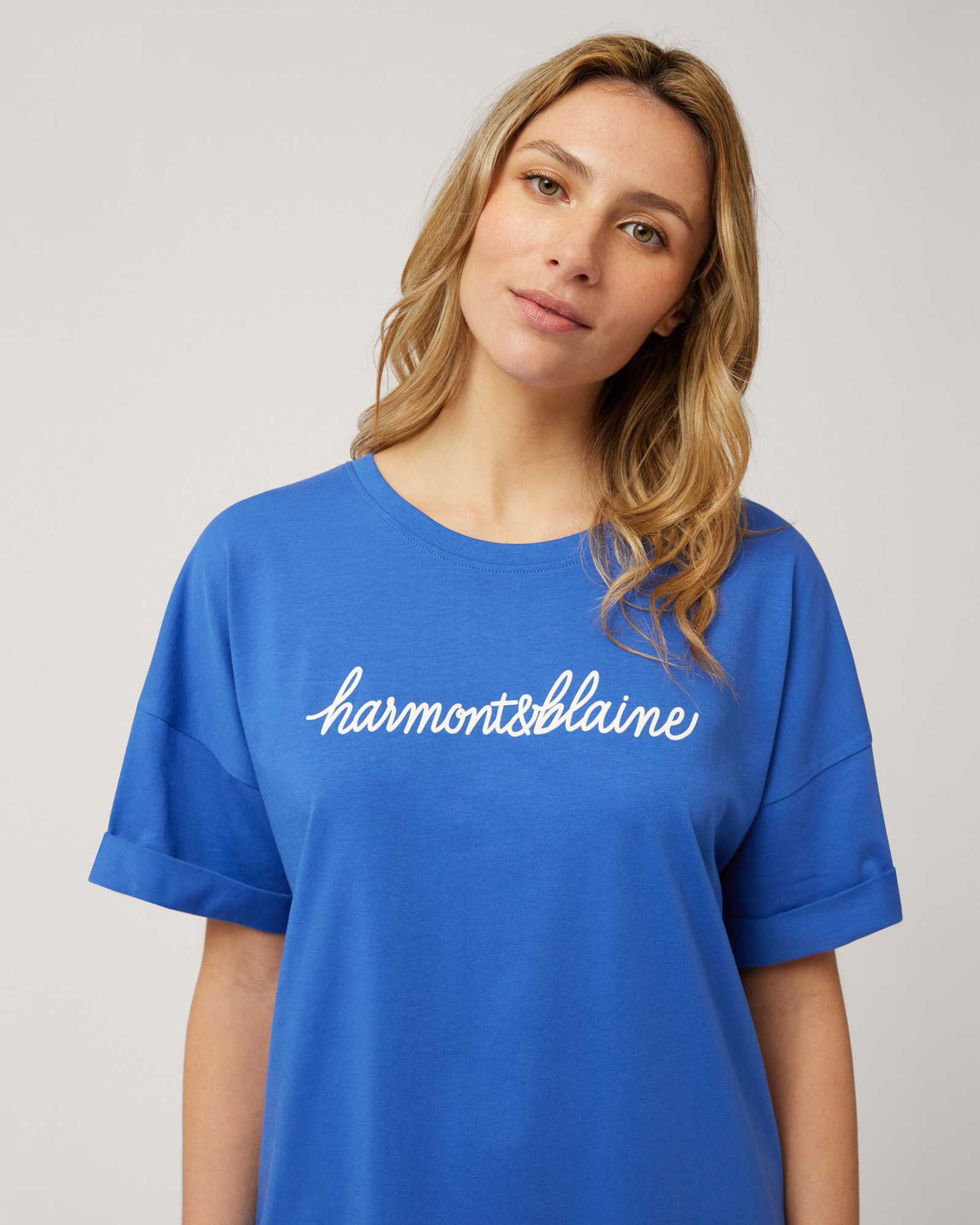 Camiseta de algodón con inscripción, Celeste, large image number 2