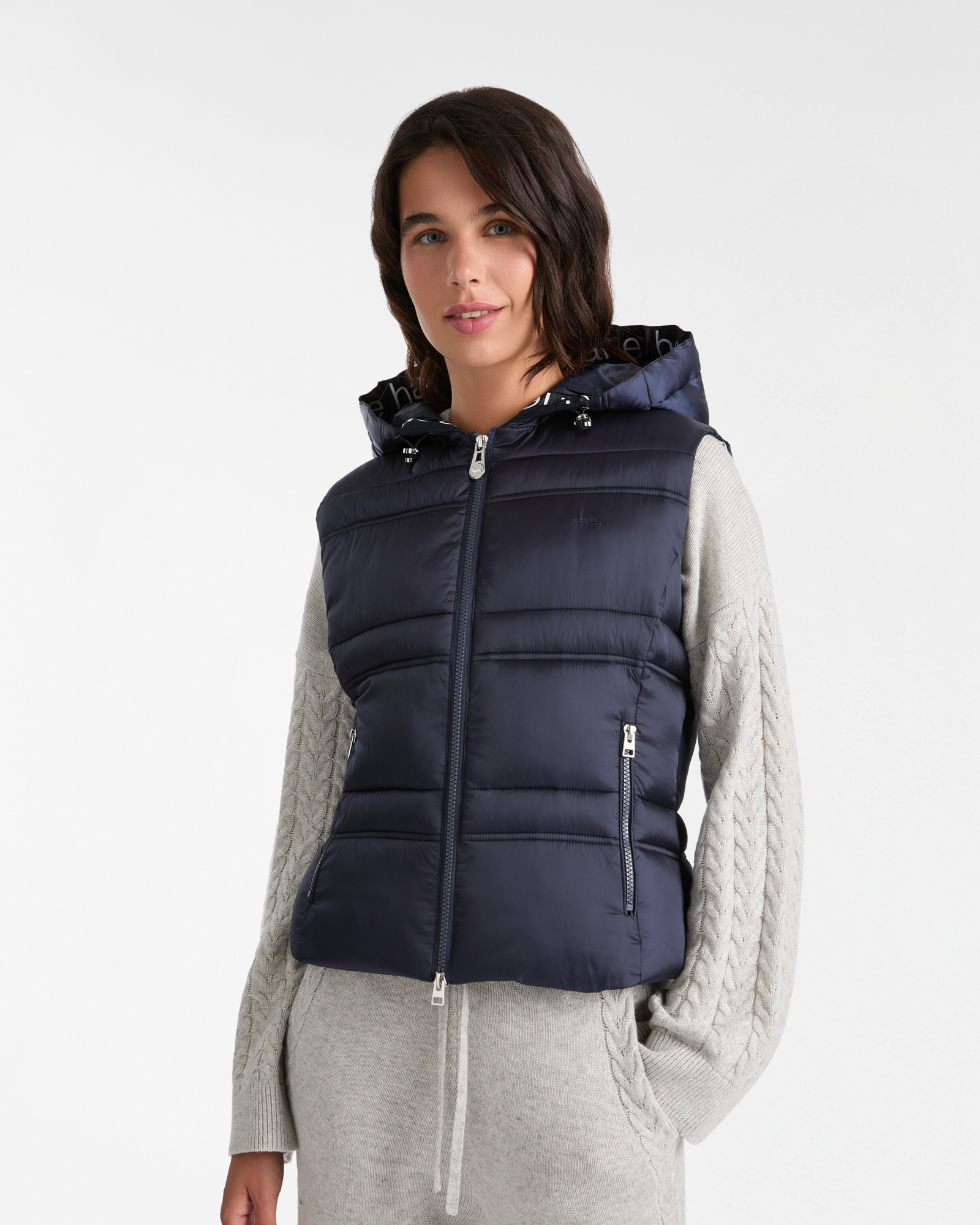 Gilet Imbottito Con Cappuccio, Blu Navy, large image number 0