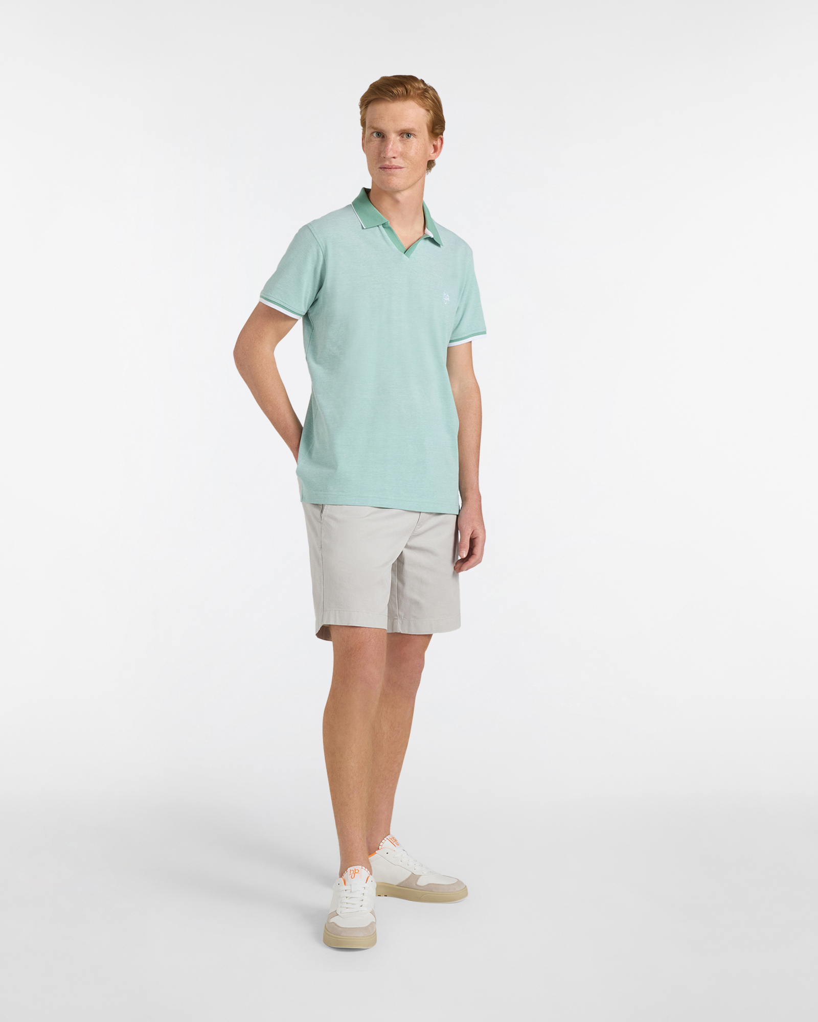 Polo uomo regular fit dettagli a contrasto, Verde chiaro, large image number 3