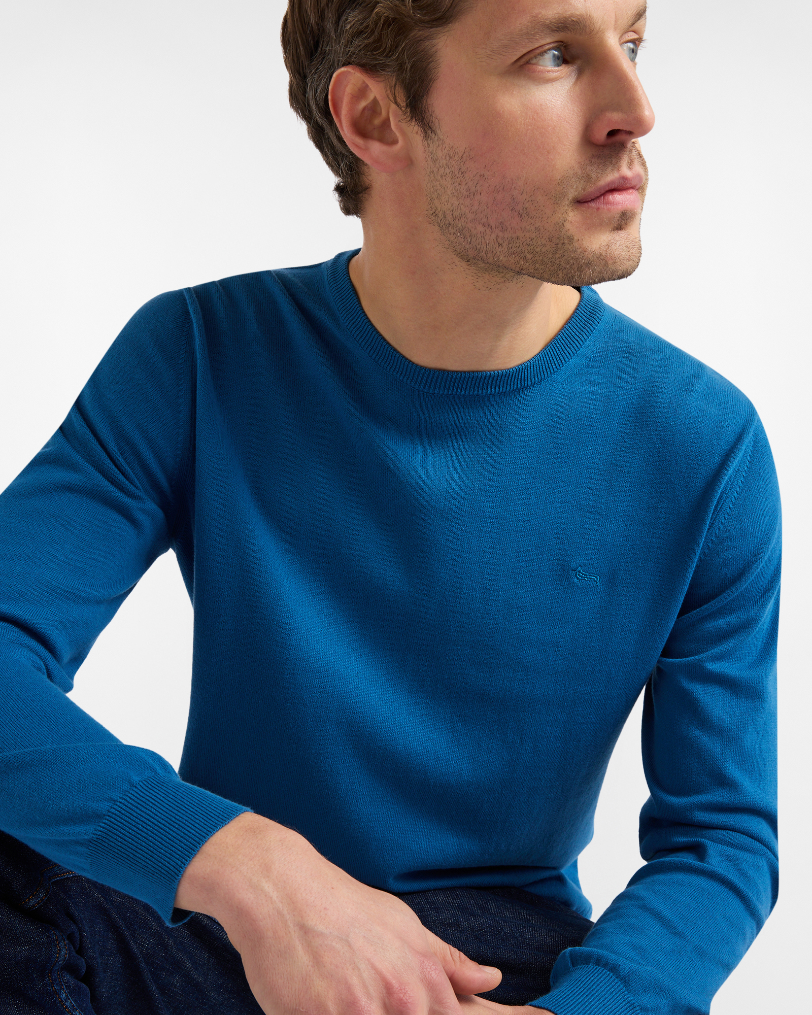 Pullover girocollo in cotone, Blu, large image number 2