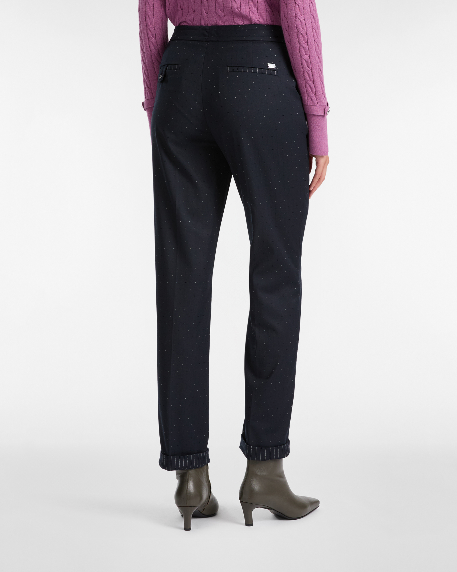 Pantalon à Cordon Bi-matière, Bleu Marine, large image number 1