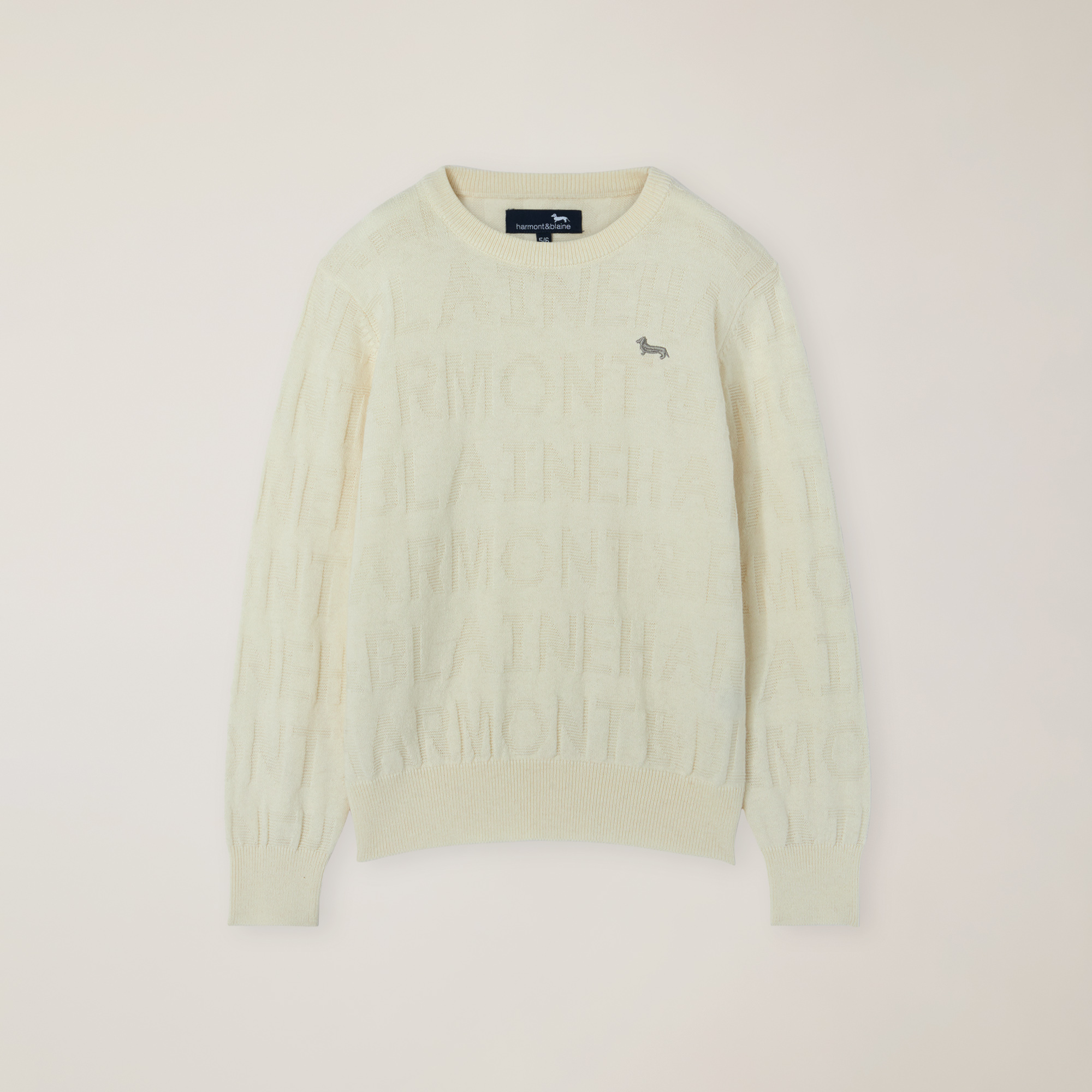 Wool Pullover With Inlay Logo, Ice, large