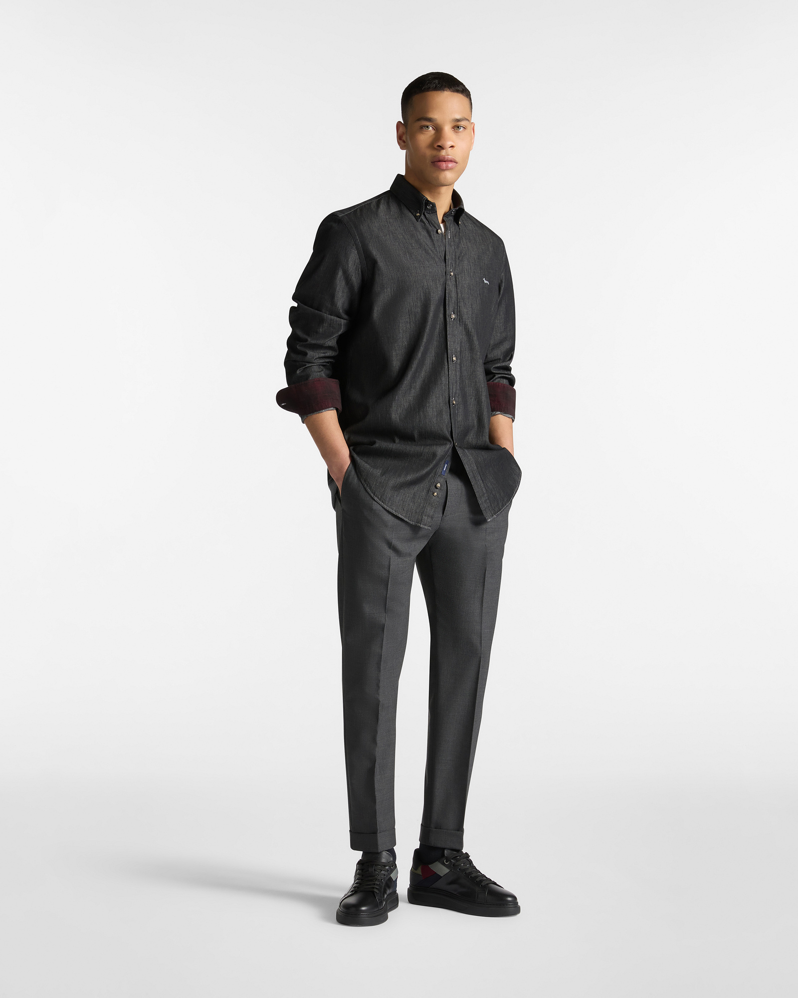 Camisa de Denim Negro, Negro, large image number 3