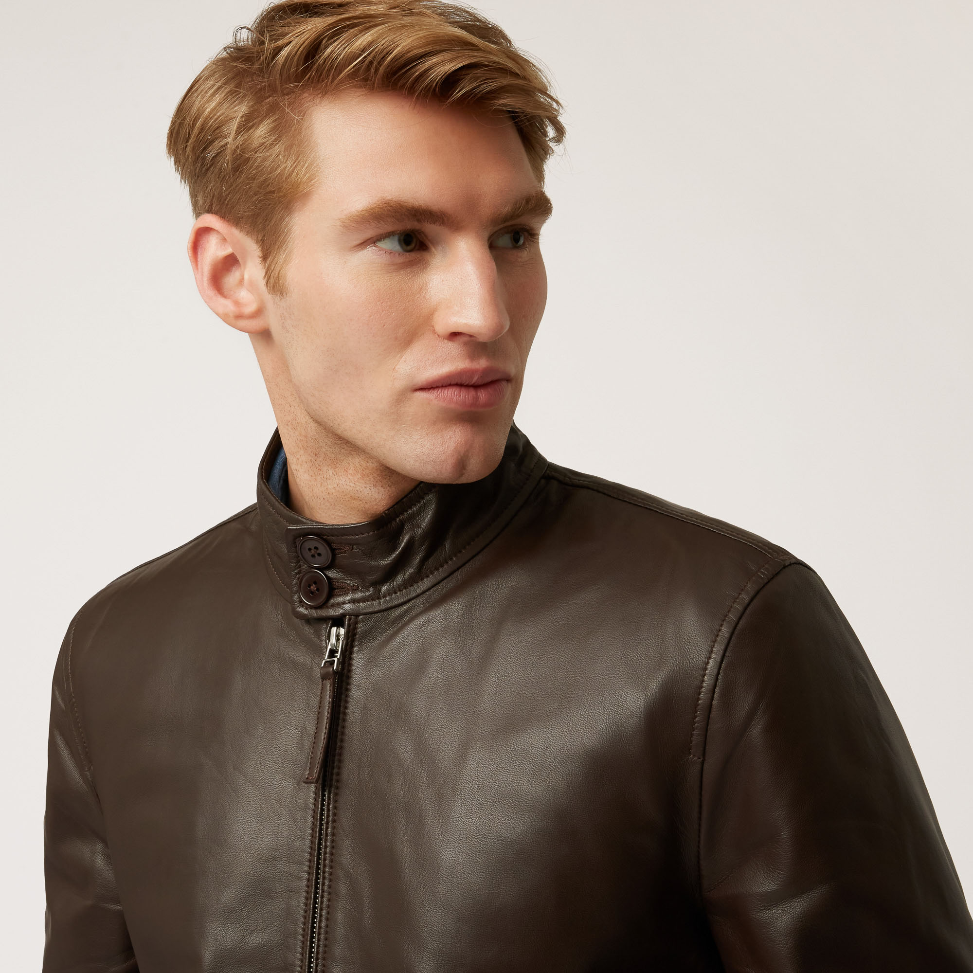 Nappa Leather Jacket, Brown, large image number 2