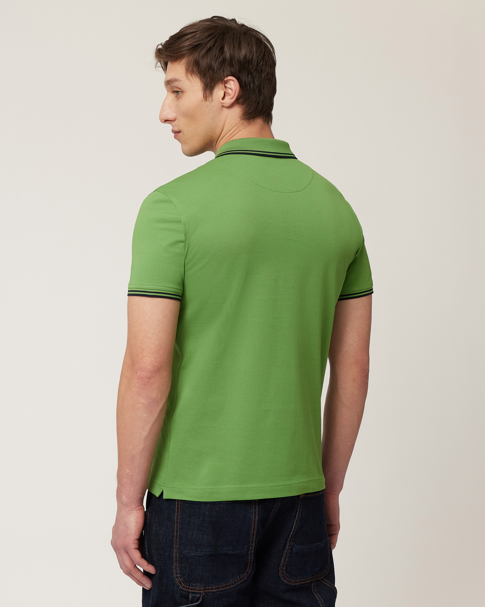 Poloshirt mit Streifendetails, Wiesen grün, large image number 1