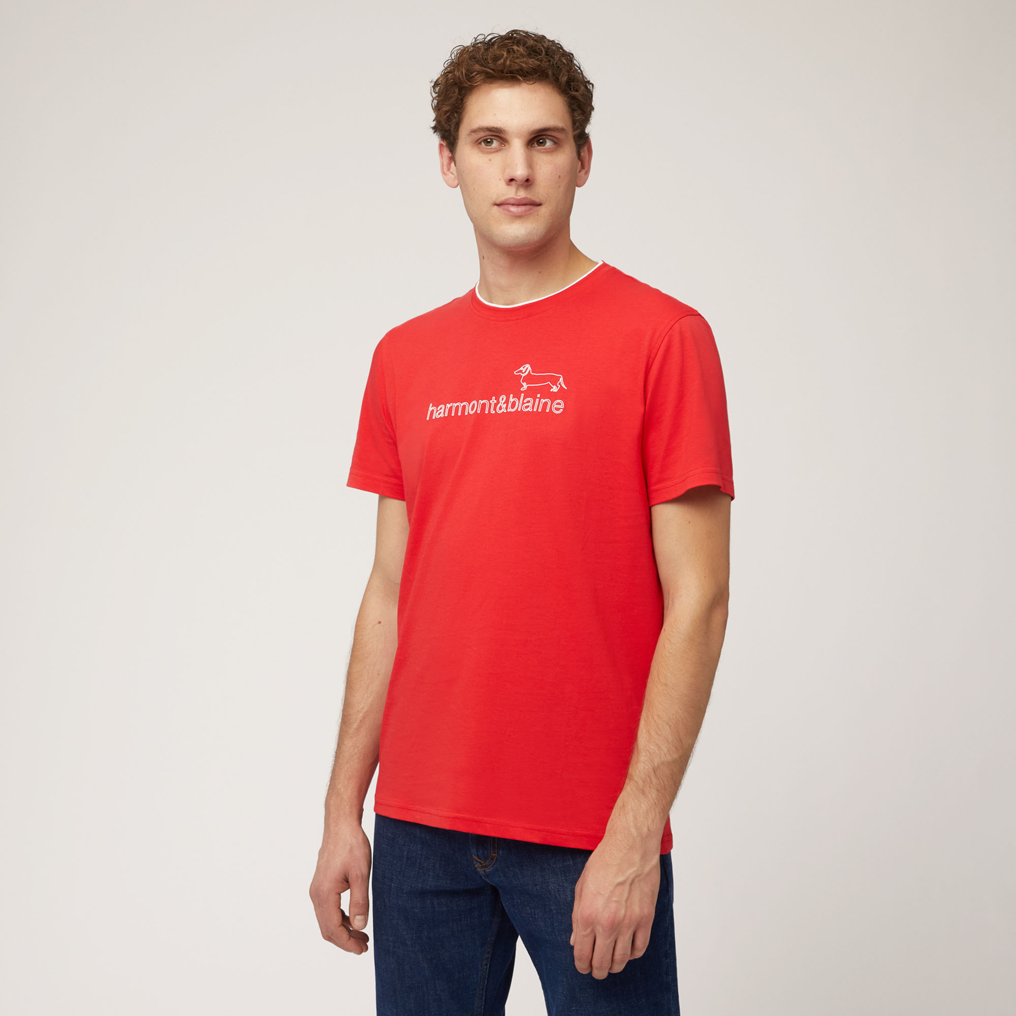 T-shirt with Logo Print, Light Red, large image number 0
