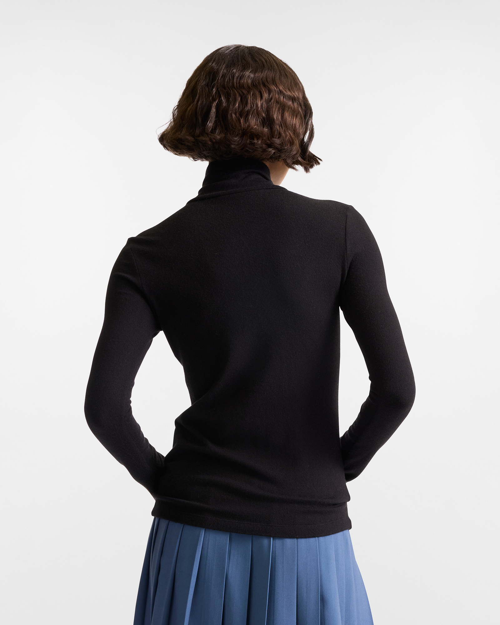 Turtleneck with a Crossed Collar, Black, large image number 1