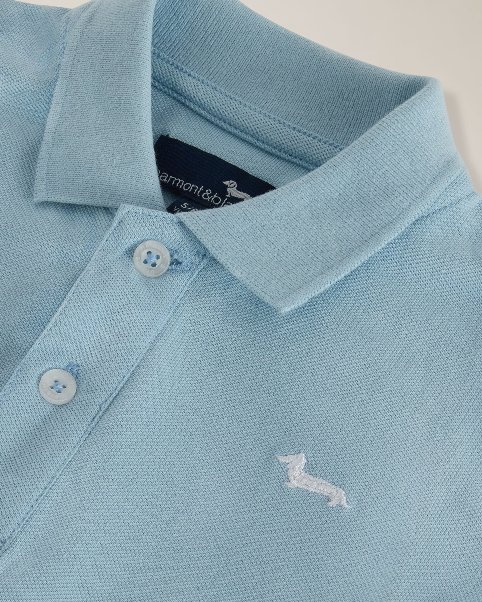 Polo piquet con ricamo logo, Cielo, large image number 2