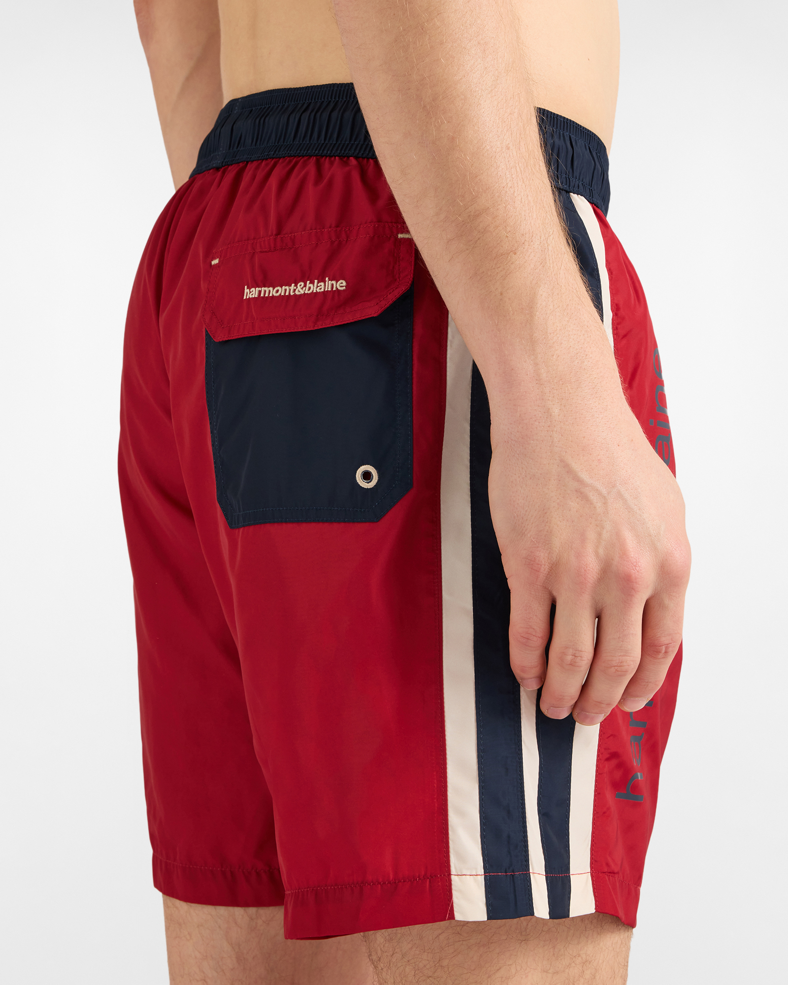 Men's swim shorts with logo print, Red, large image number 2