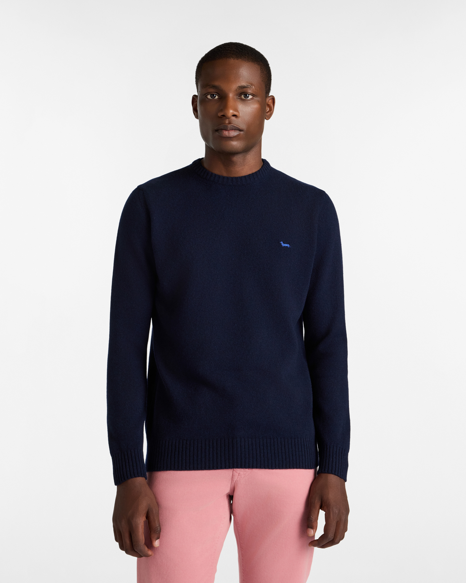 Wool and Cashmere Pullover, Navy Blue, large