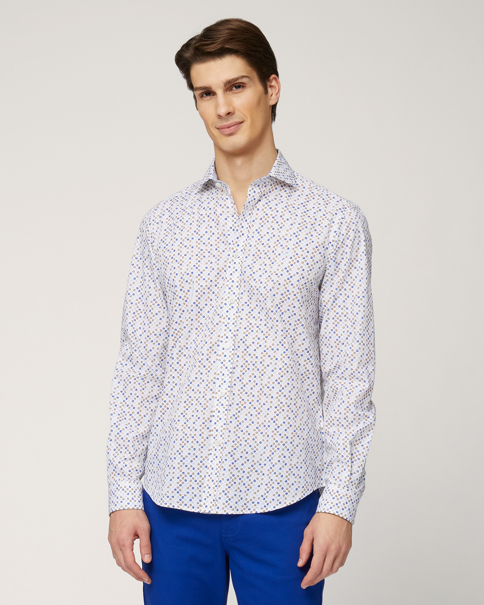 Camicia Narrow Microfantasia, Bianco, large image number 0