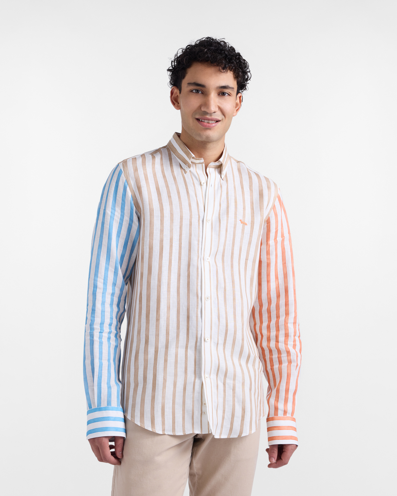 Shirt with a faded stripe print