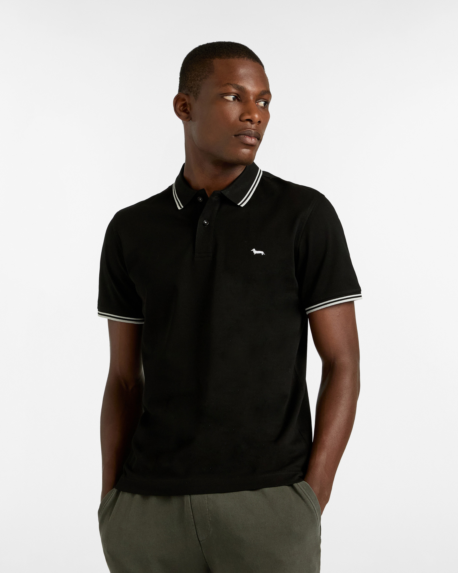 Polo Essentials de algodón liso, Negro, large