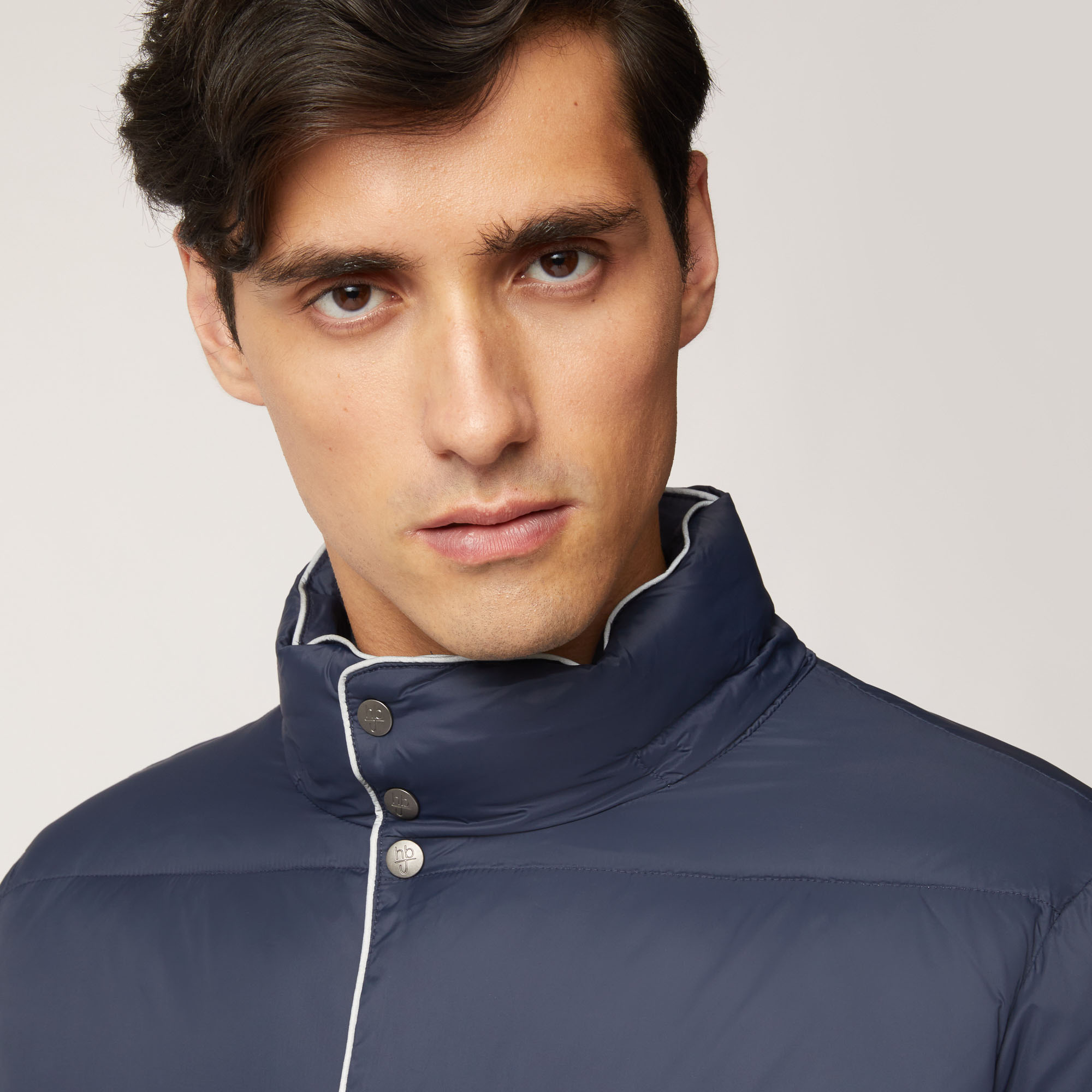 Giubbotto Dritto Con Cappuccio E Piping A Contrasto, Light Blue, large image number 2