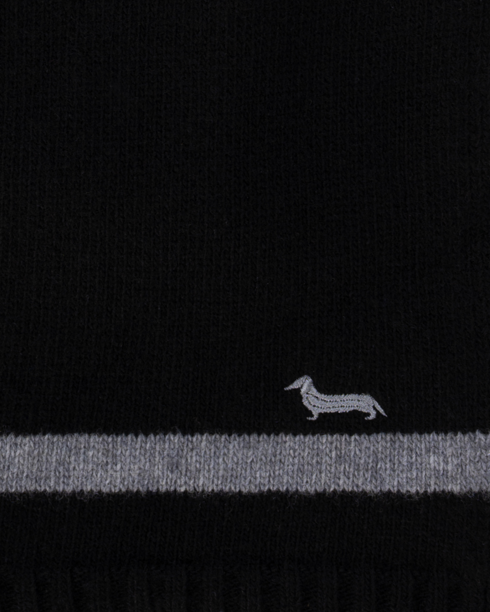 Men&rsquo;s wool and cashmere blend scarf with embroidery, BLACK, large