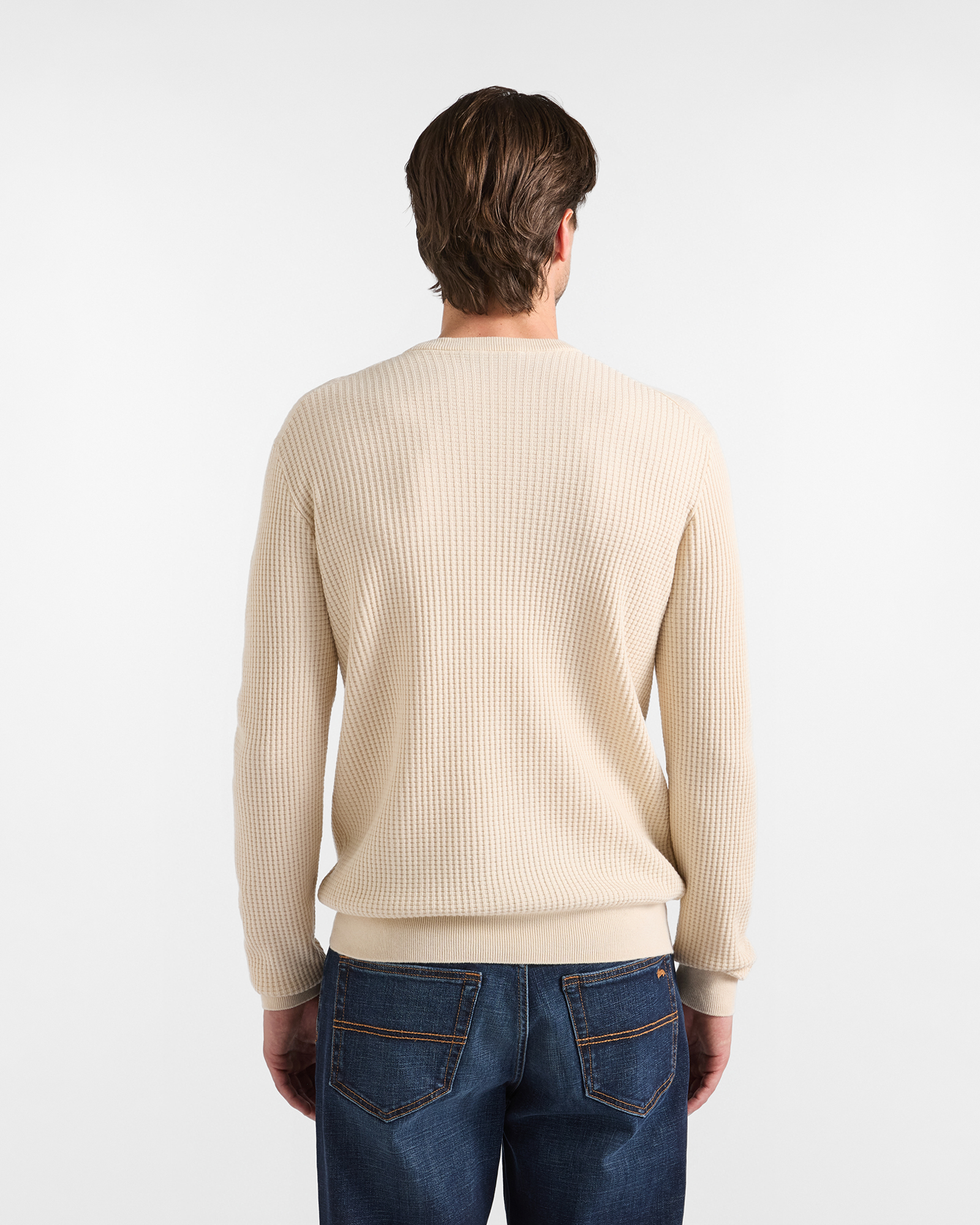 Maglia Uomo in misto lana e cotone Regular Fit Made in Italy, TORTORA, large