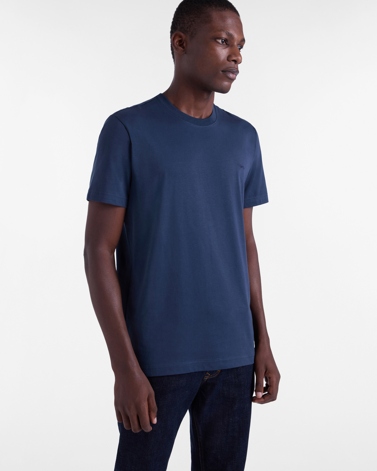 Pima Cotton T-Shirt with Dachshund, Navy Blue, large