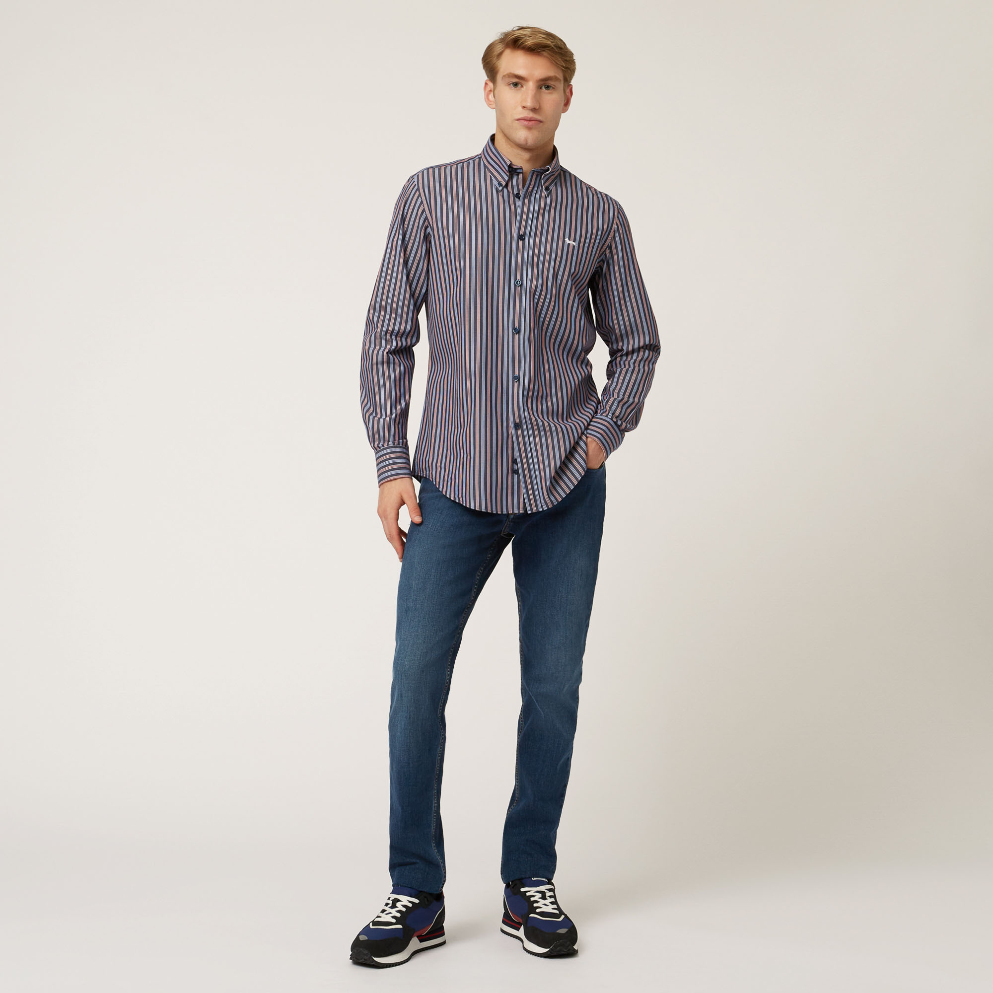 Camicia A Righe Verticali Ski Lounge, Blu Navy, large image number 3
