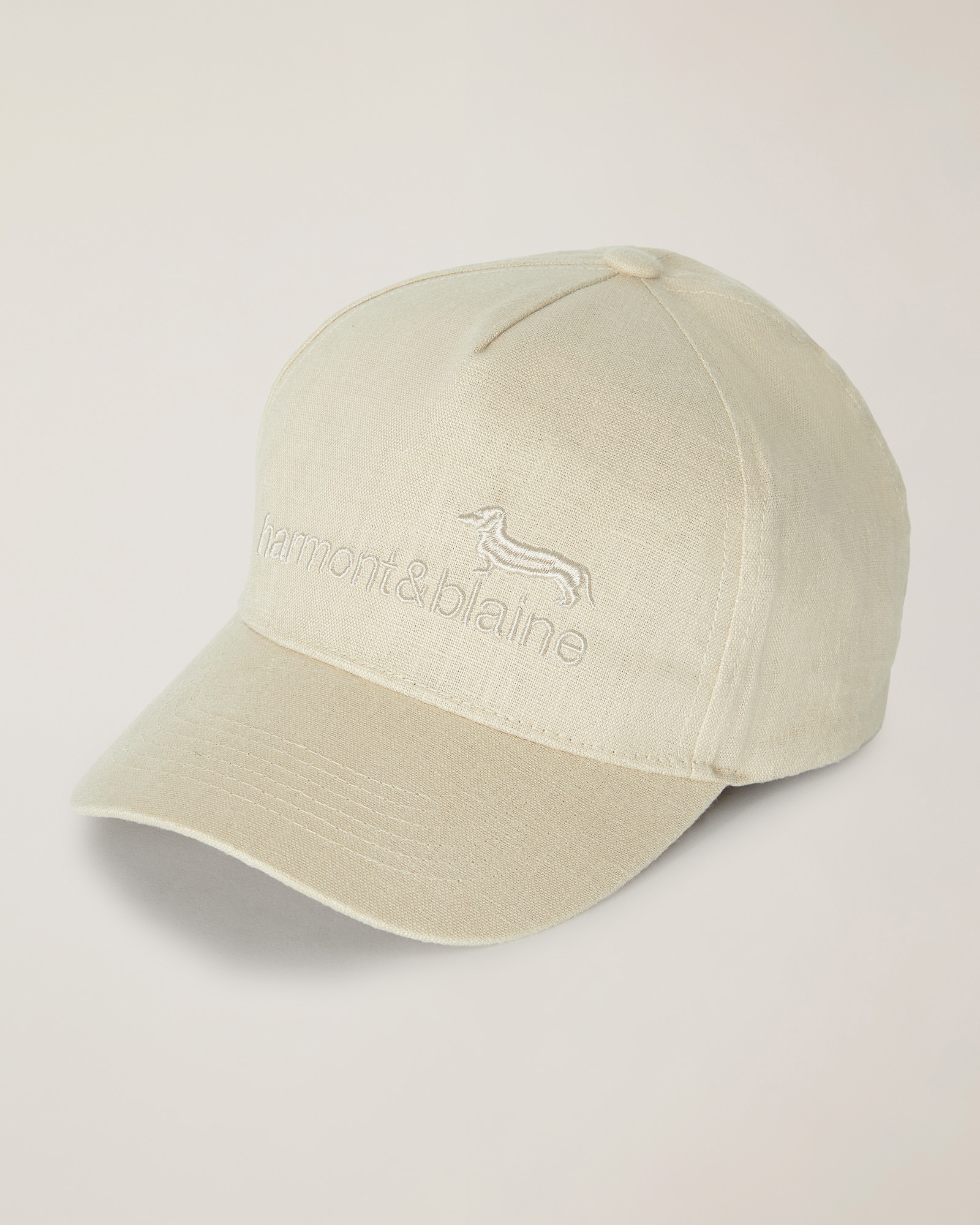 Linen Cap with Logo, Beige, large