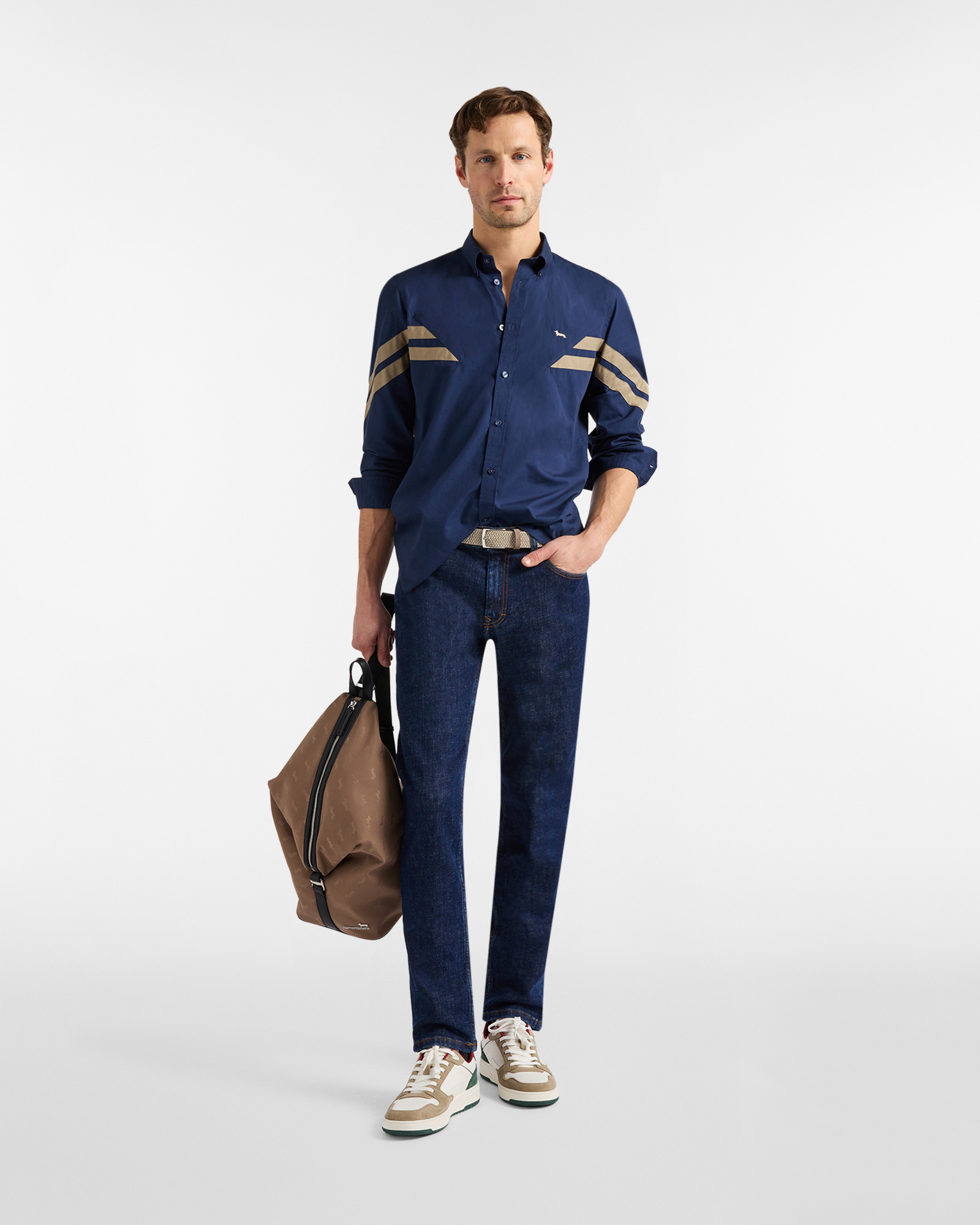 Shirt with contrasting bands, Dark Blue, large image number 3