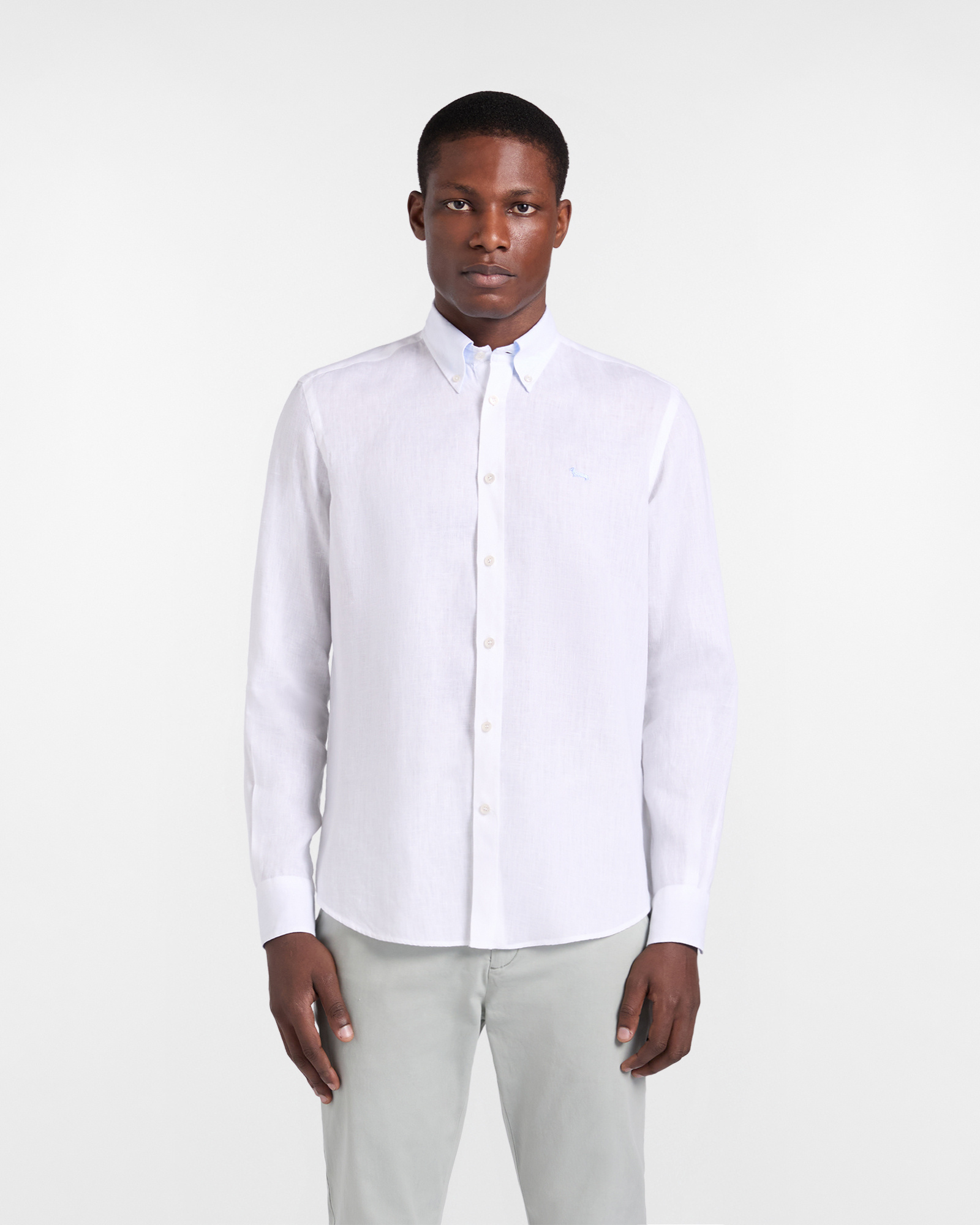 Camicia in puro lino regular fit, Bianco, large image number 0