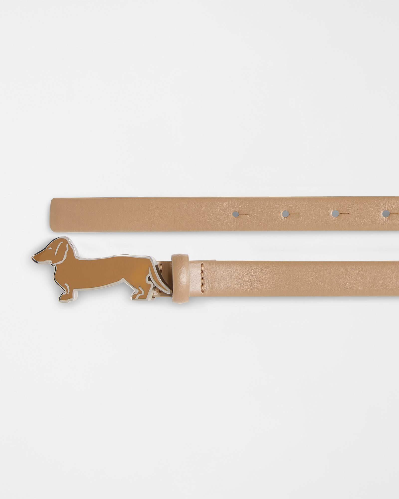 Leather Belt With Dachshund, Beige, large image number 1