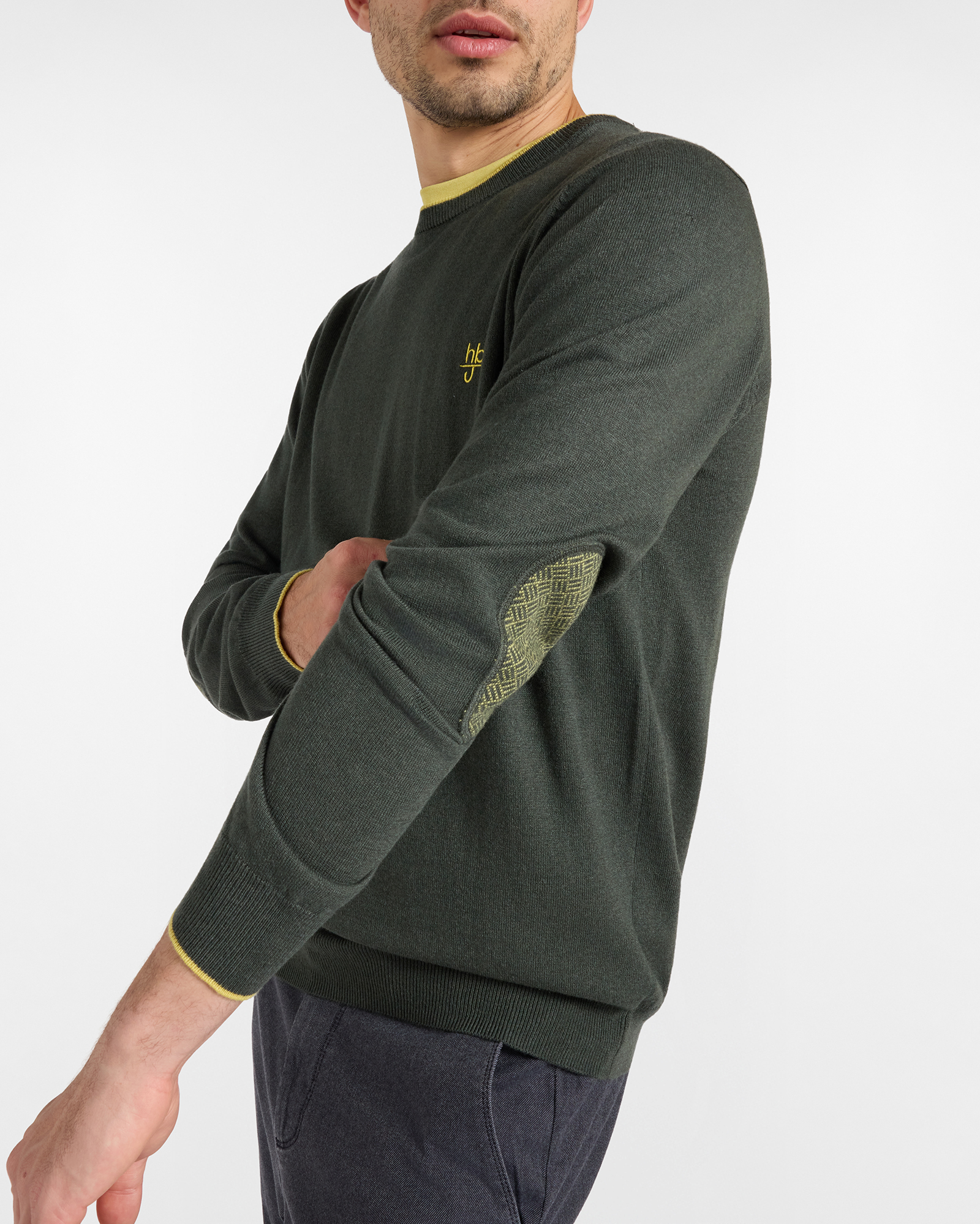 Maglia Girocollo HBJ Uomo in misto lana, VERDE, large