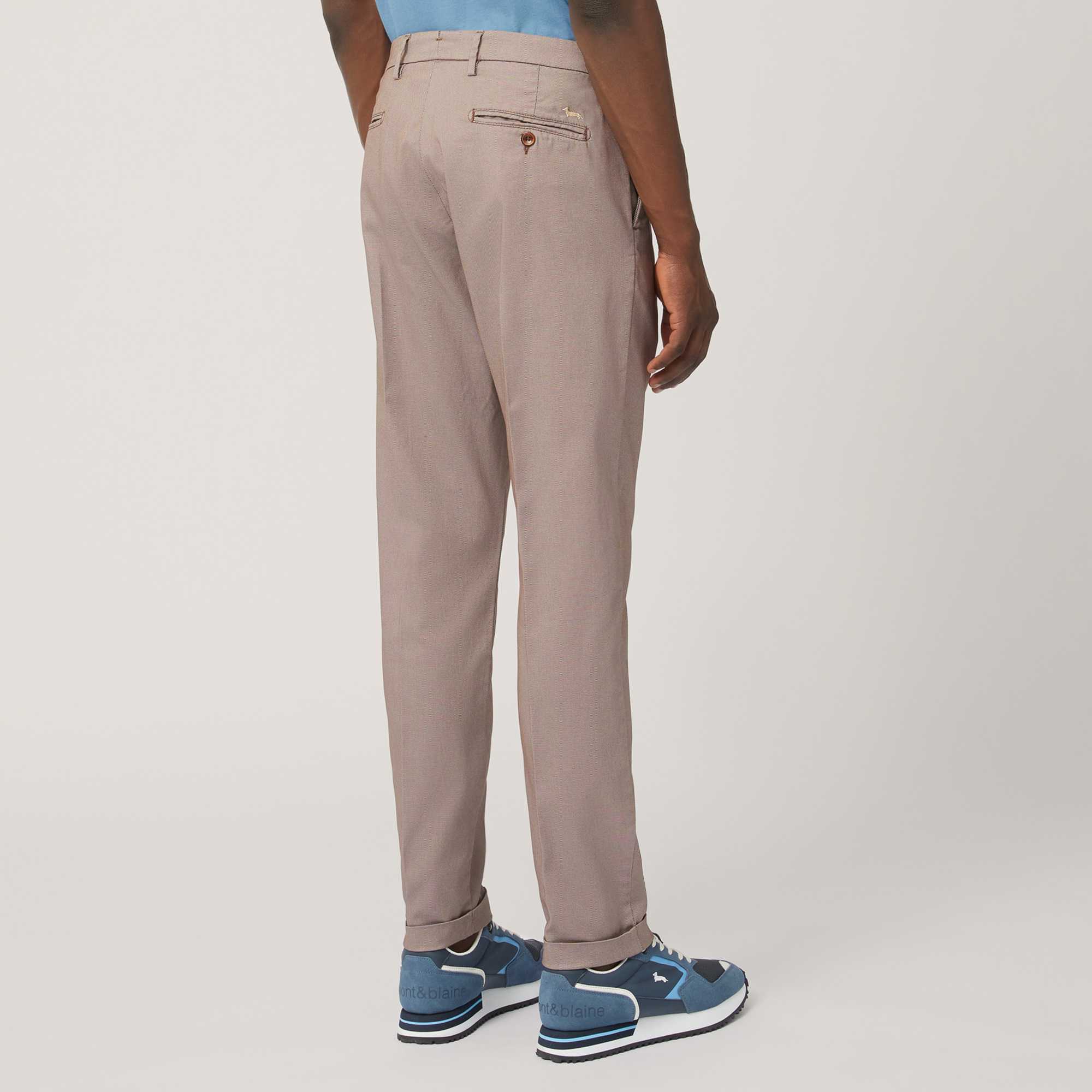 Stretch Cotton-Blend Pants, Brown, large image number 1