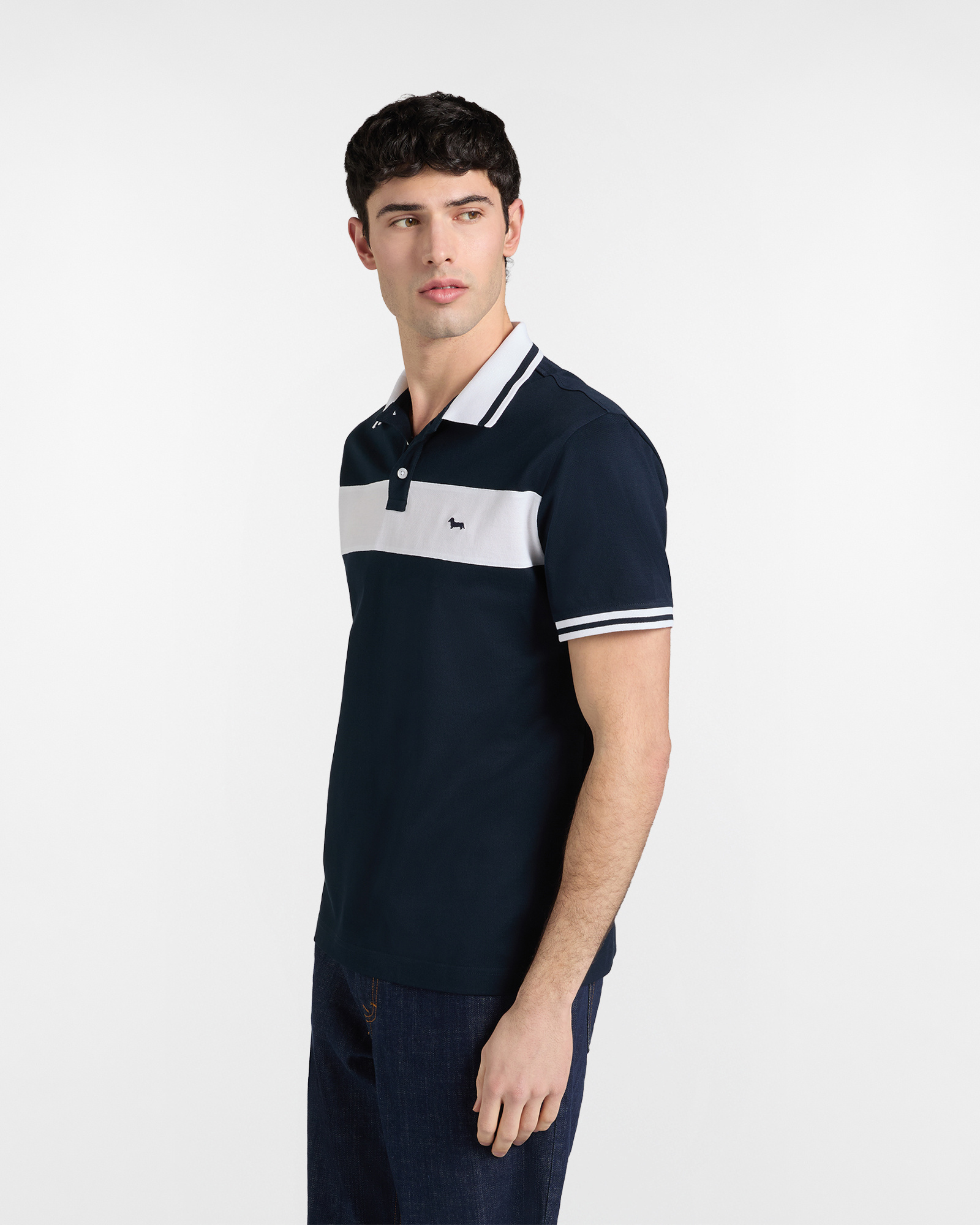 Men's regular-fit polo shirt with contrasting band